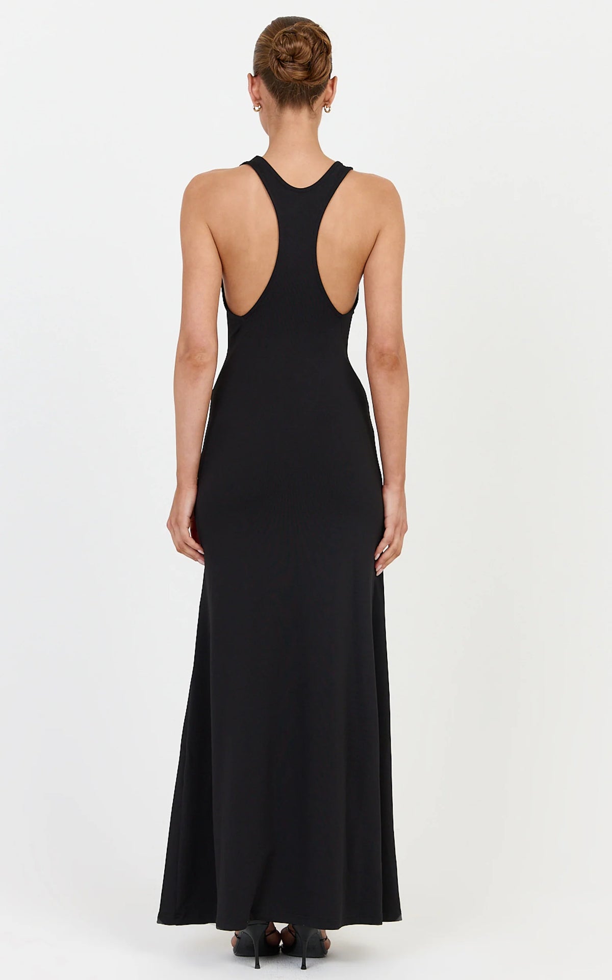 Nadia Maxi Dress - Jersey Racerback Dress in Black