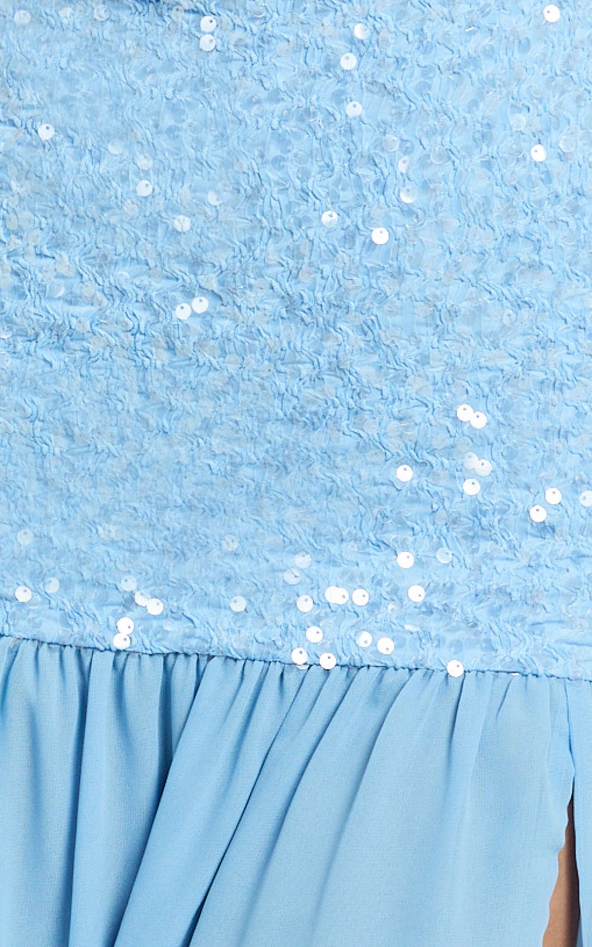 Georgina Maxi Dress - Sequin Strapless Front Split Dress in Blue