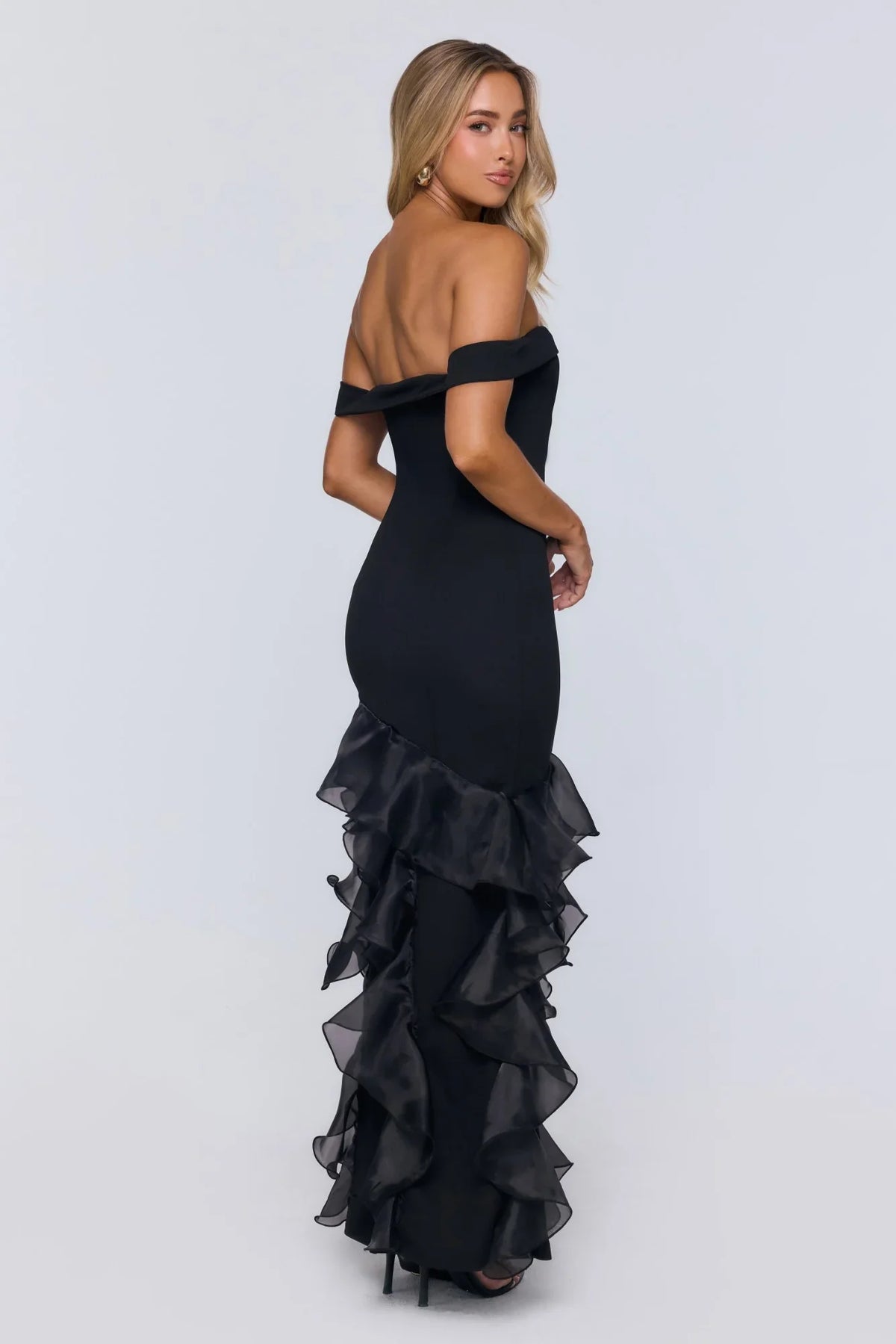 Night Of Fashion Off Shoulder Maxi Dress Black