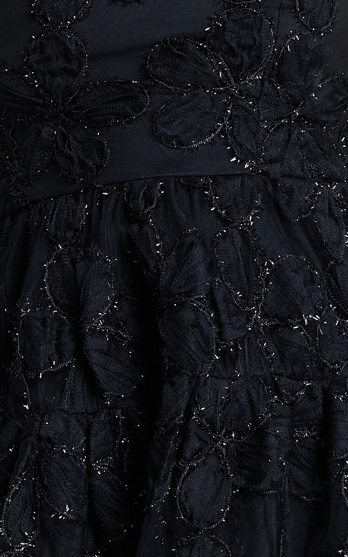 Marzy Mini Dress - Strapless Floral Detail Lace Fit and Flare Dress in Black
