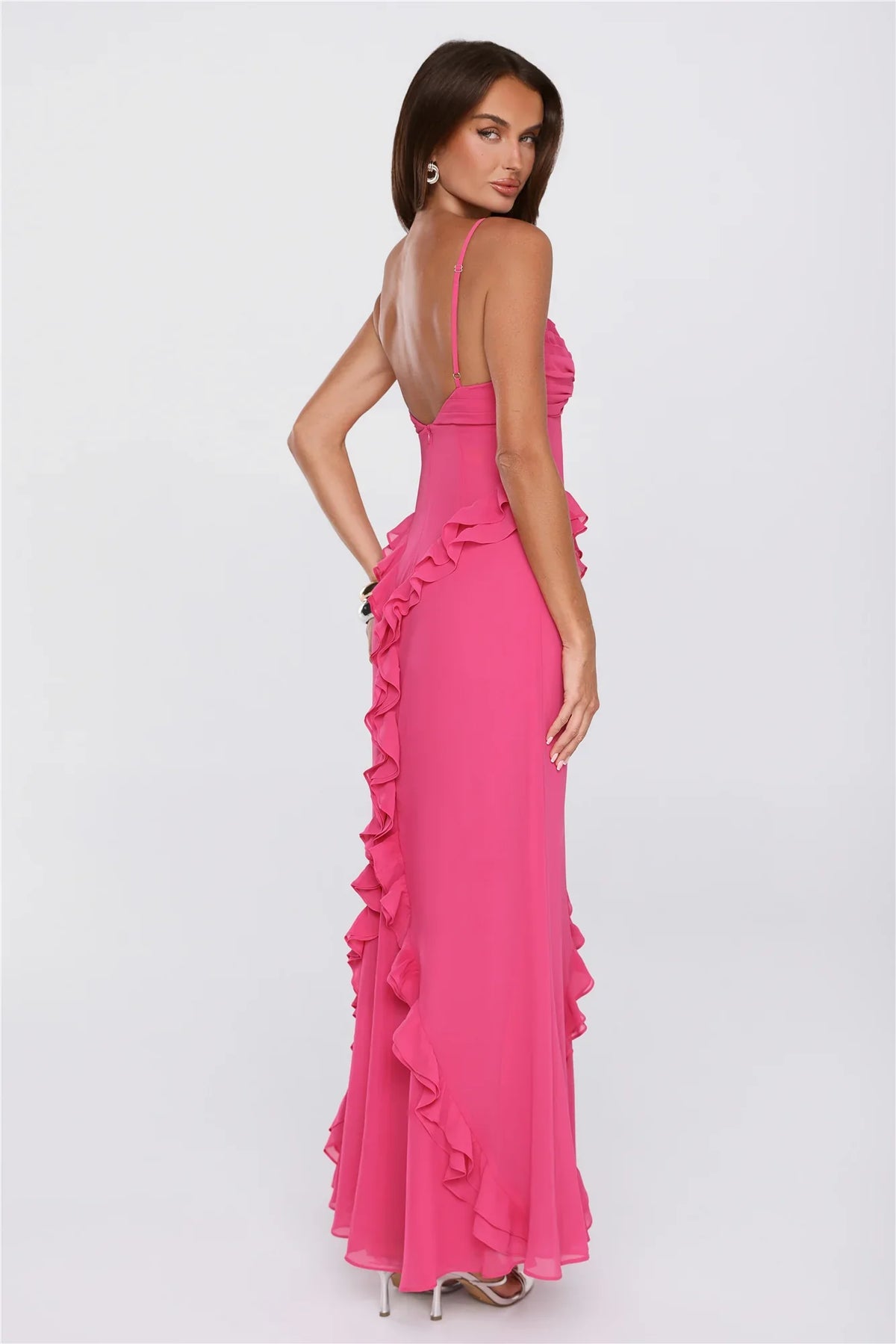 Balmy Nights Club Maxi Dress Hot Pink