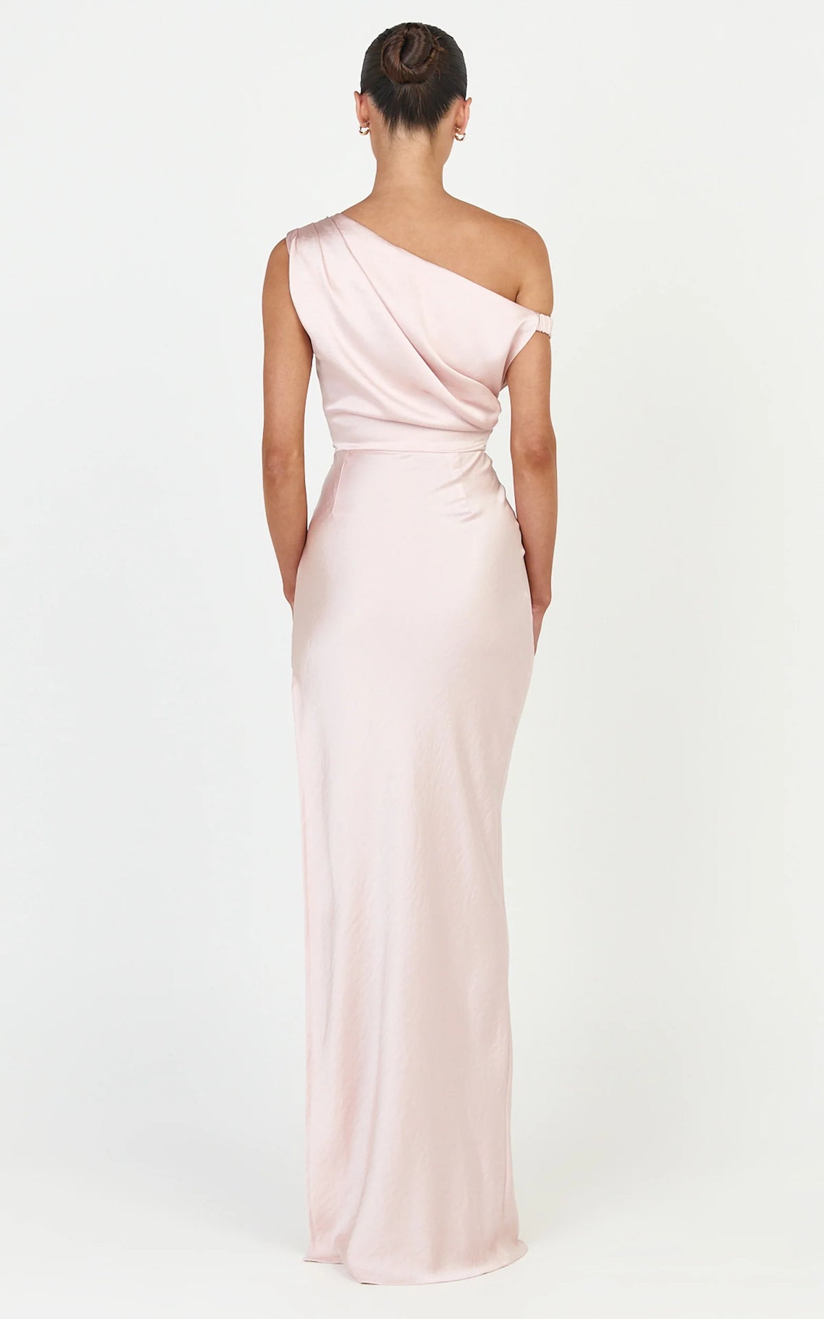 Laurie Maxi Dress - One Shoulder Ruched Dress in Pink