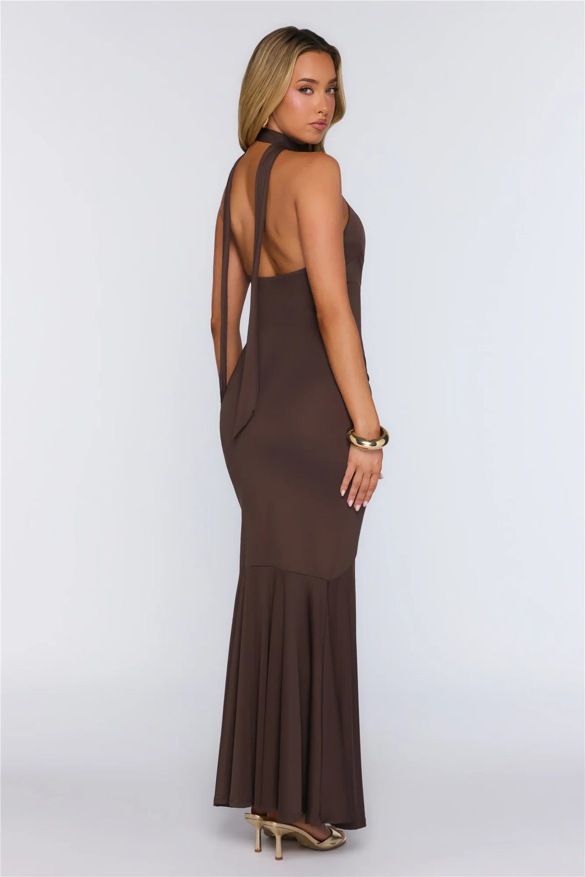 Pretty In Motion Halter Maxi Chocolate