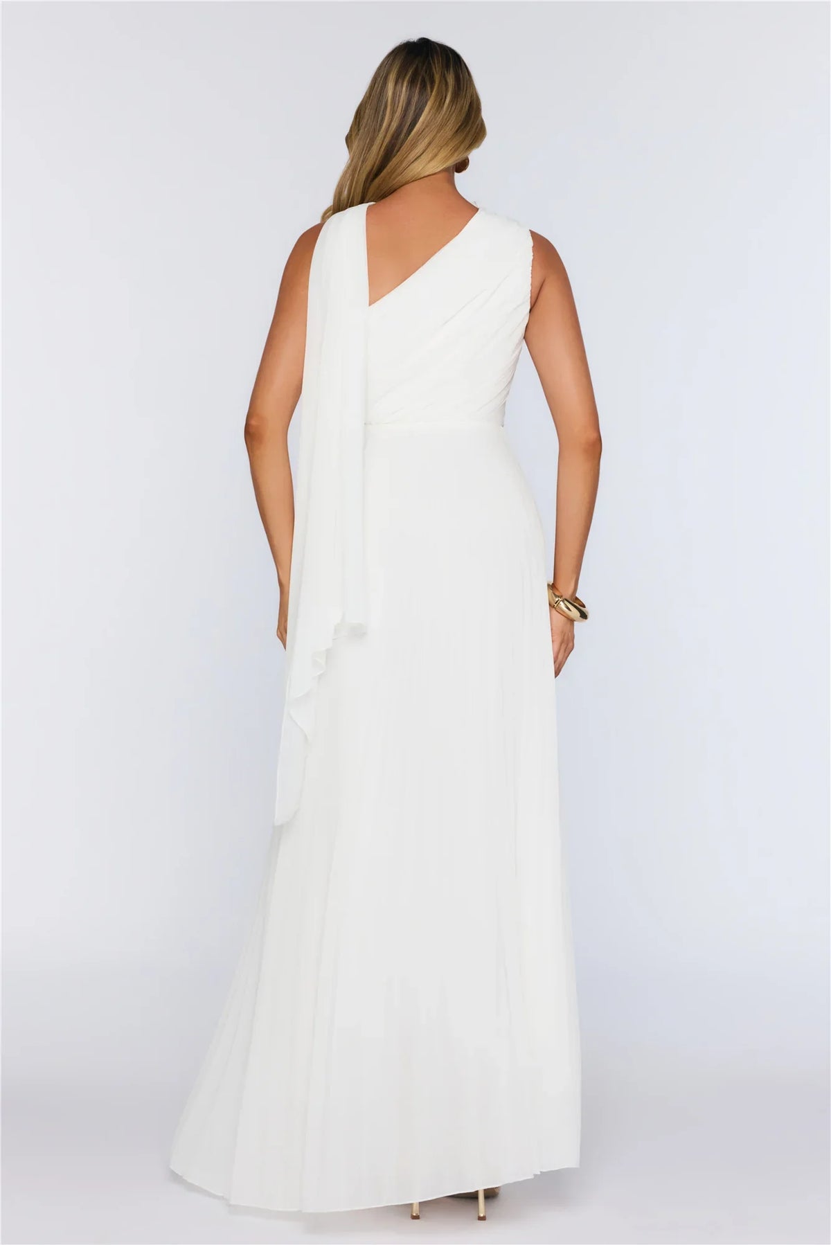 Rosy Romance One Shoulder Maxi Dress White