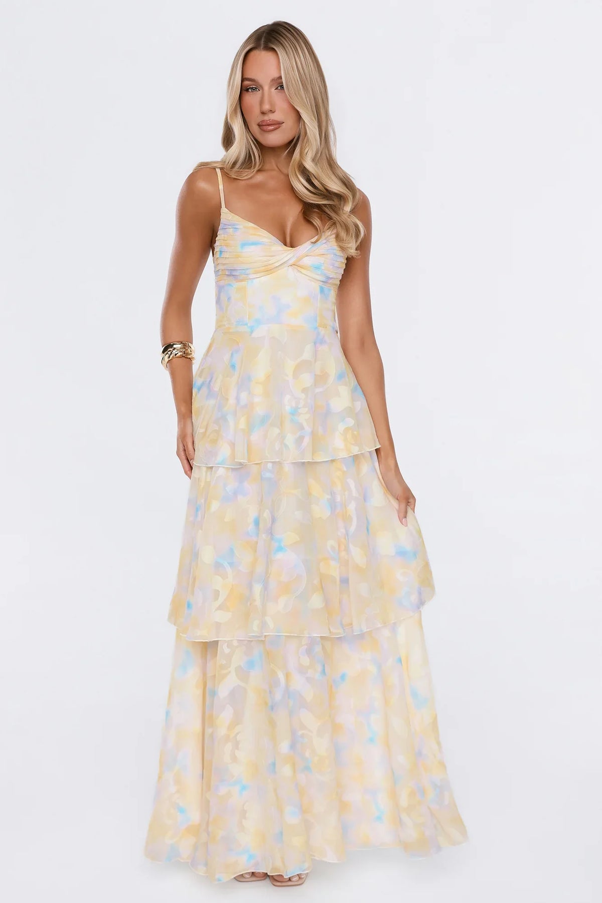 Sweet Luxury Maxi Dress Yellow Print