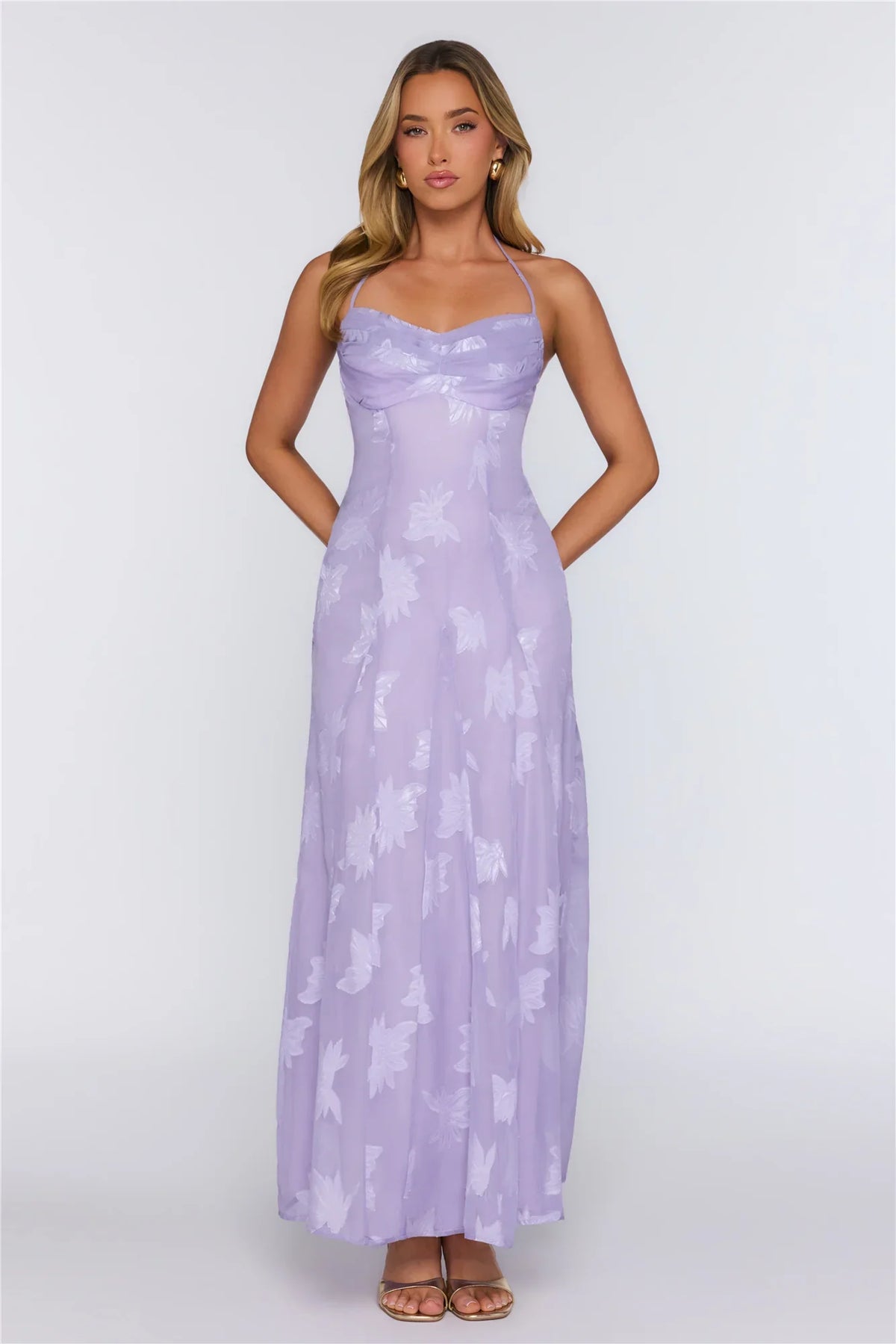 Dress Edit Halter Maxi Dress Purple