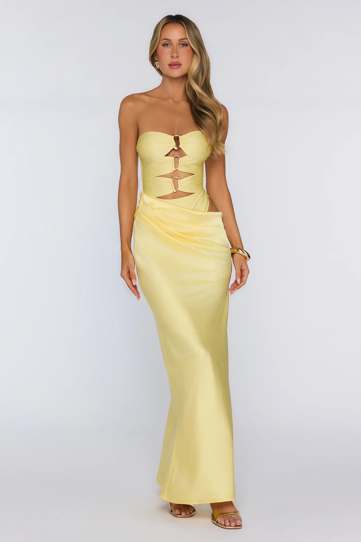 Proof of Style Strapless Maxi Dress Yellow