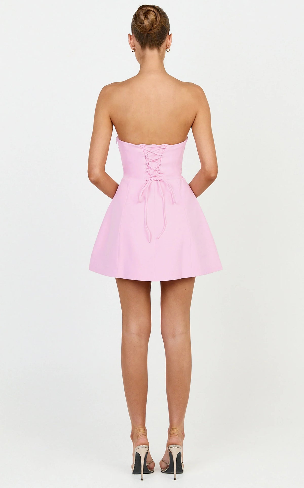 Dani Mini Dress - Strapless Square Neck Tulip Skirt Dress in Pink