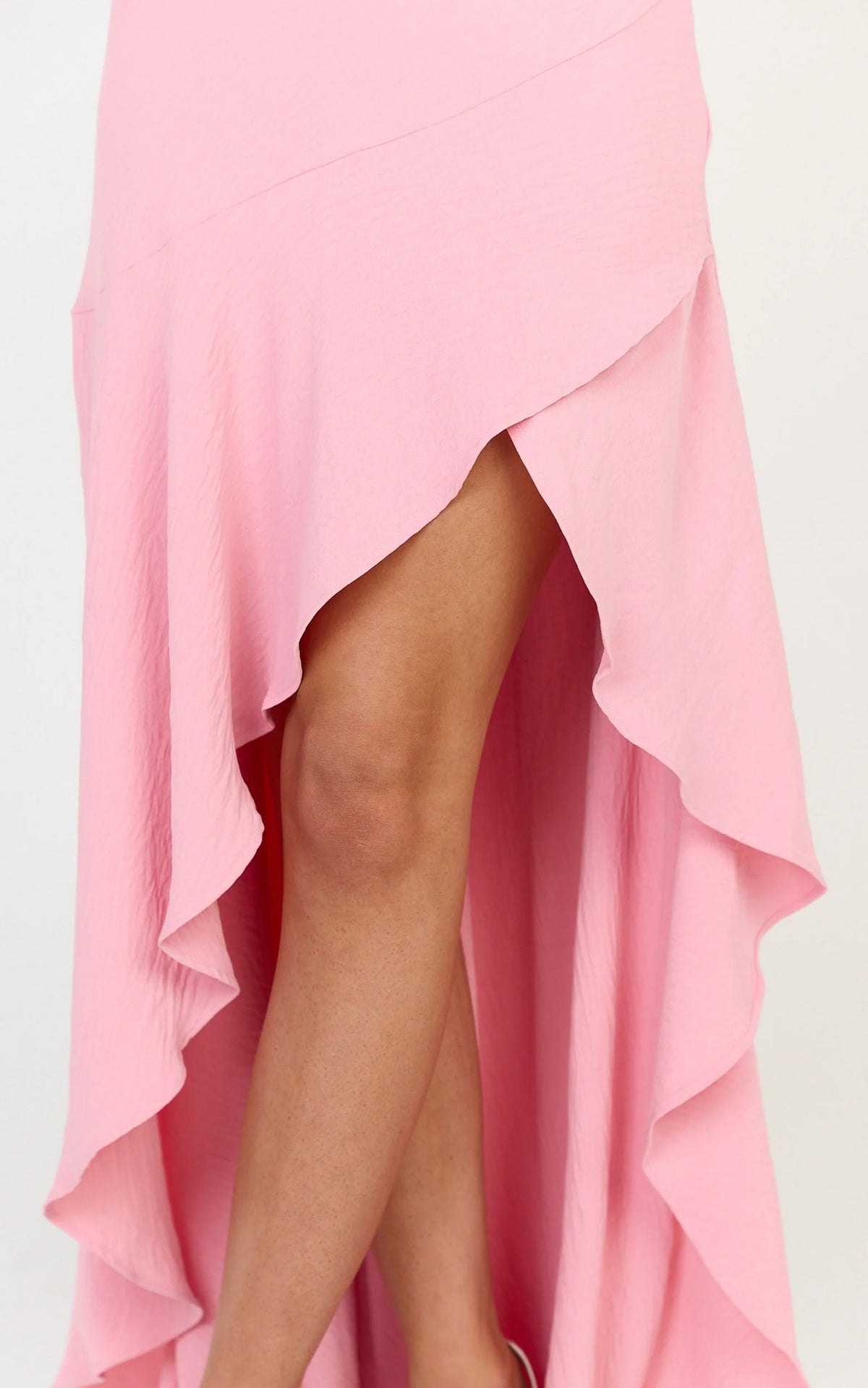 Sunny Maxi Dress - Cowl Neck Asymmetric Hem Dress in Pink
