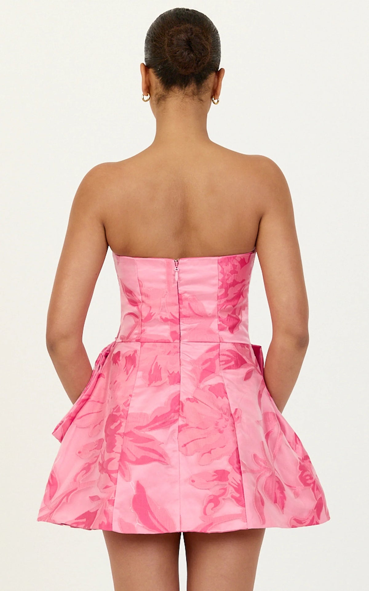 Violetta Mini Dress - Strapless Bow Detail Tulip Dress in Pink