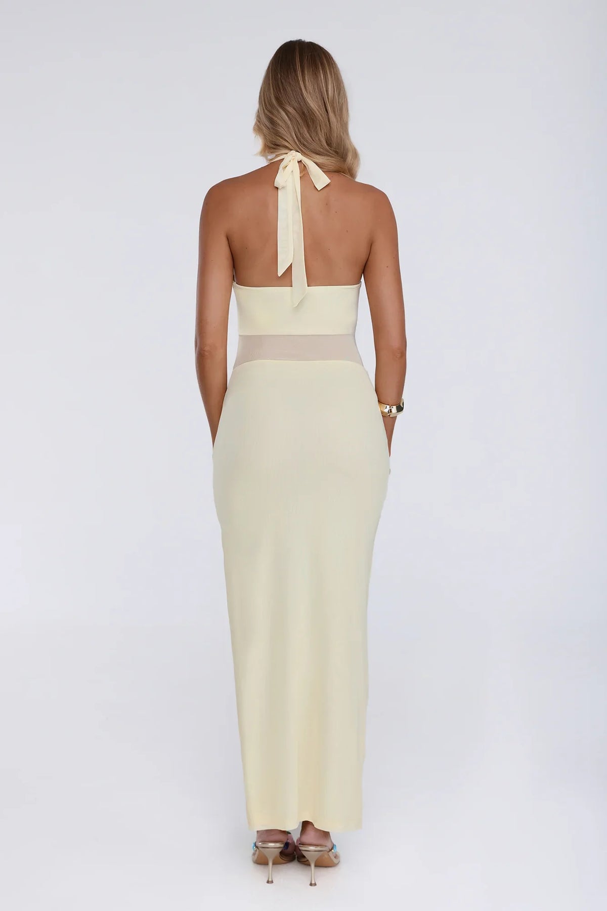 After Dark Affair Halter Maxi Dress Yellow