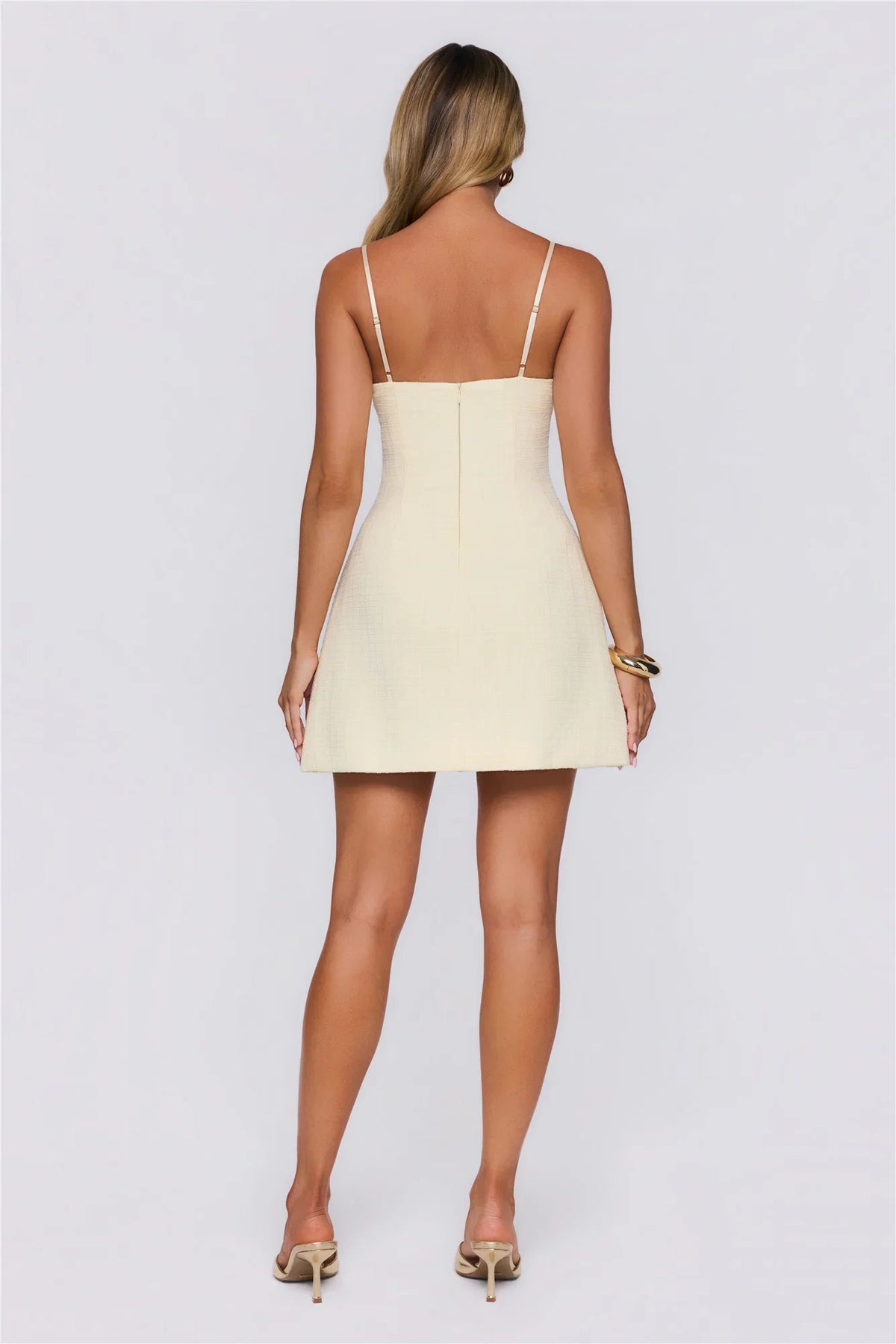 Pastel Radiance Tweed Mini Dress Yellow