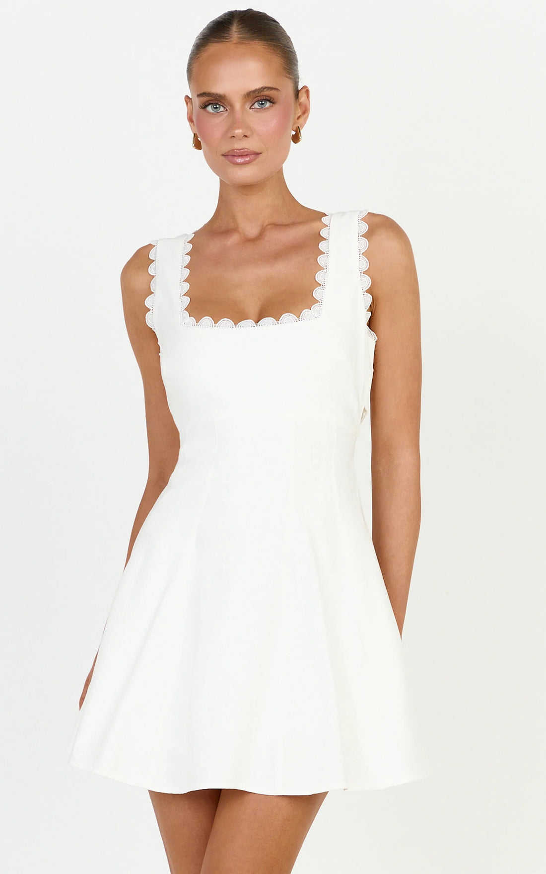 Tracey Mini Dress - Fit And Flare Polka Dot Dress in White