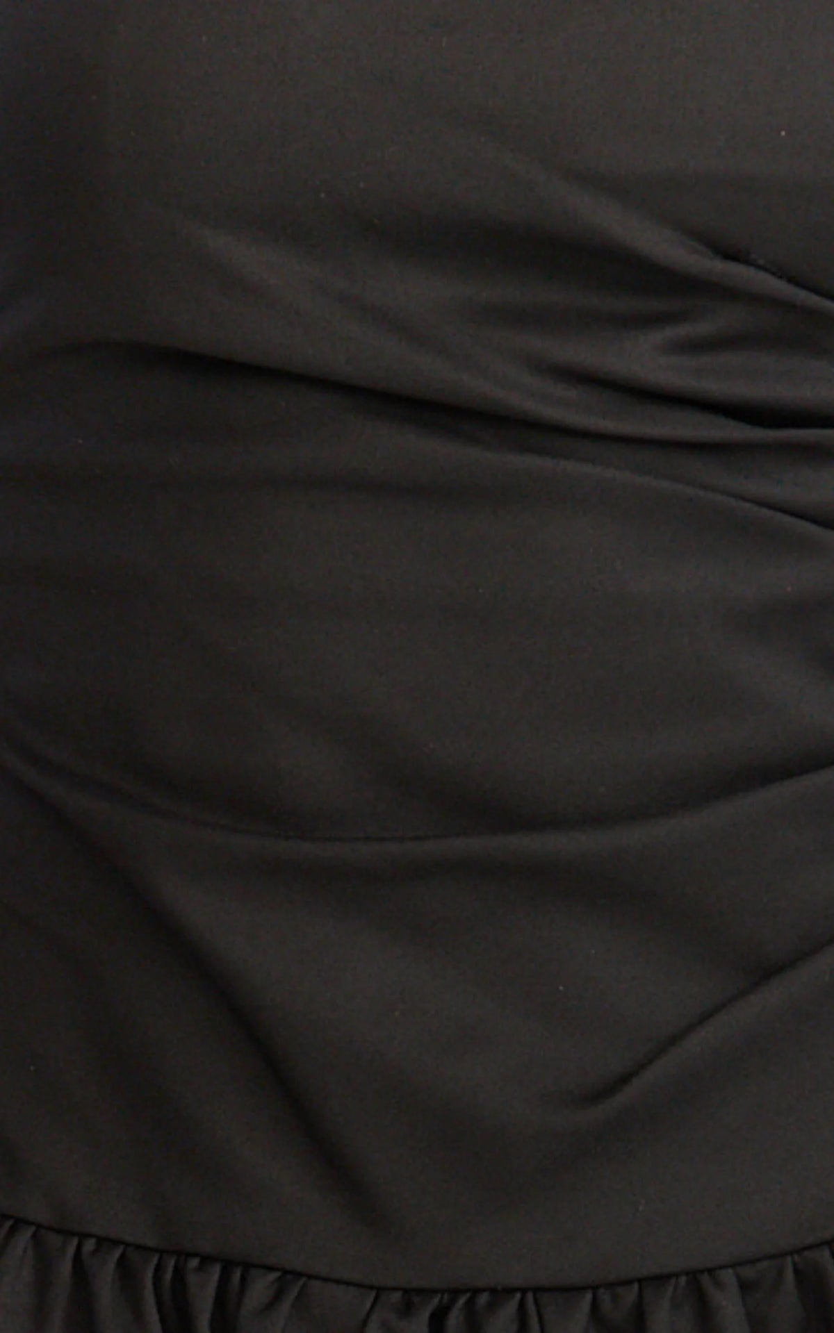 Louisa Midi Dress - Strapless Side Ruched Dropped Waist Fit And Flare Dress in Black