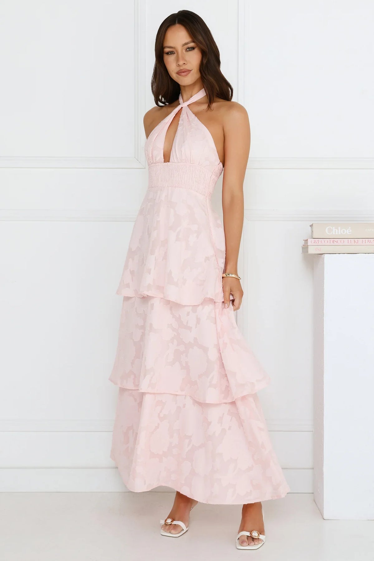 Island Sway Halter Maxi Dress Pink