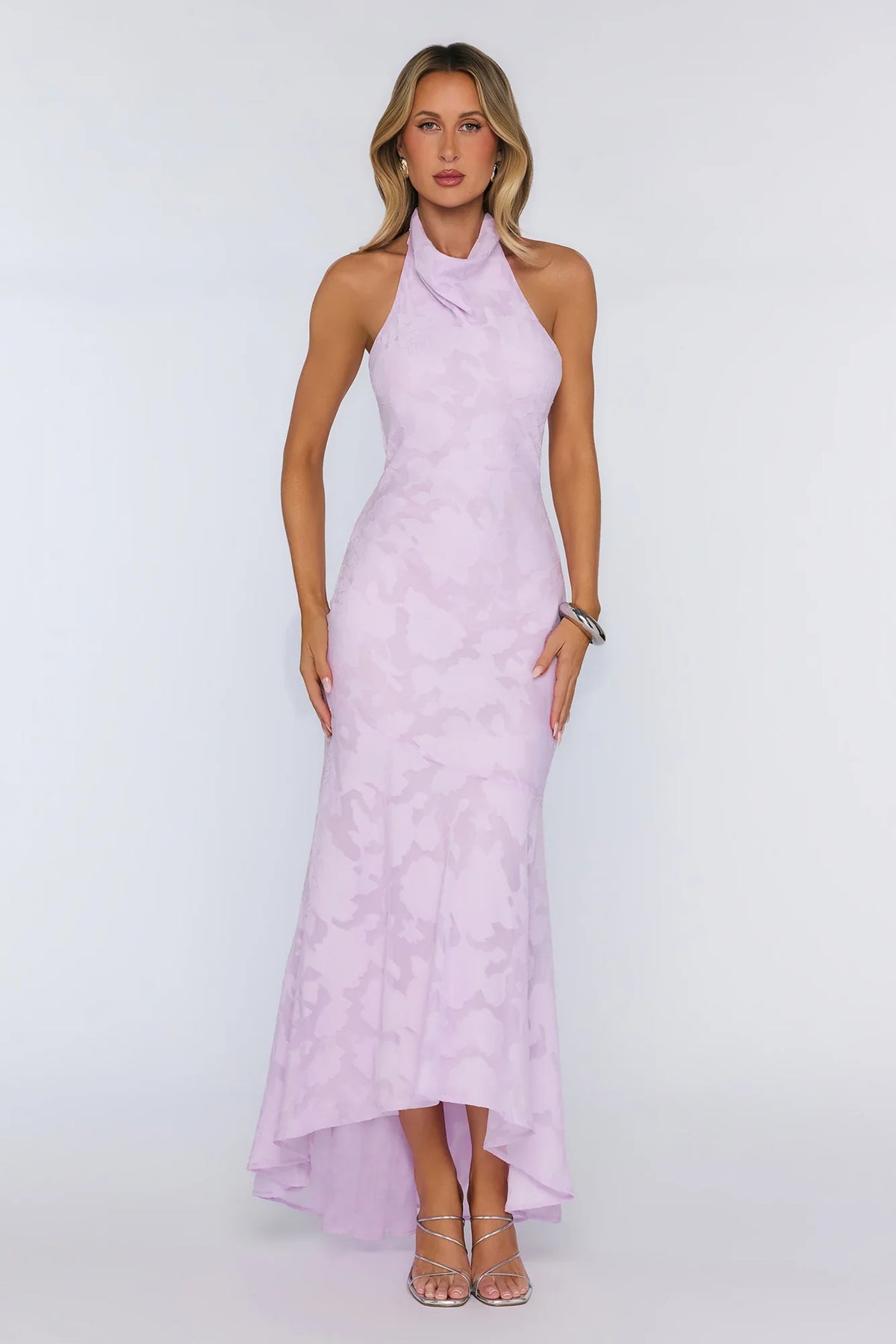 Hints Of Wildflowers Halter Maxi Dress Lilac