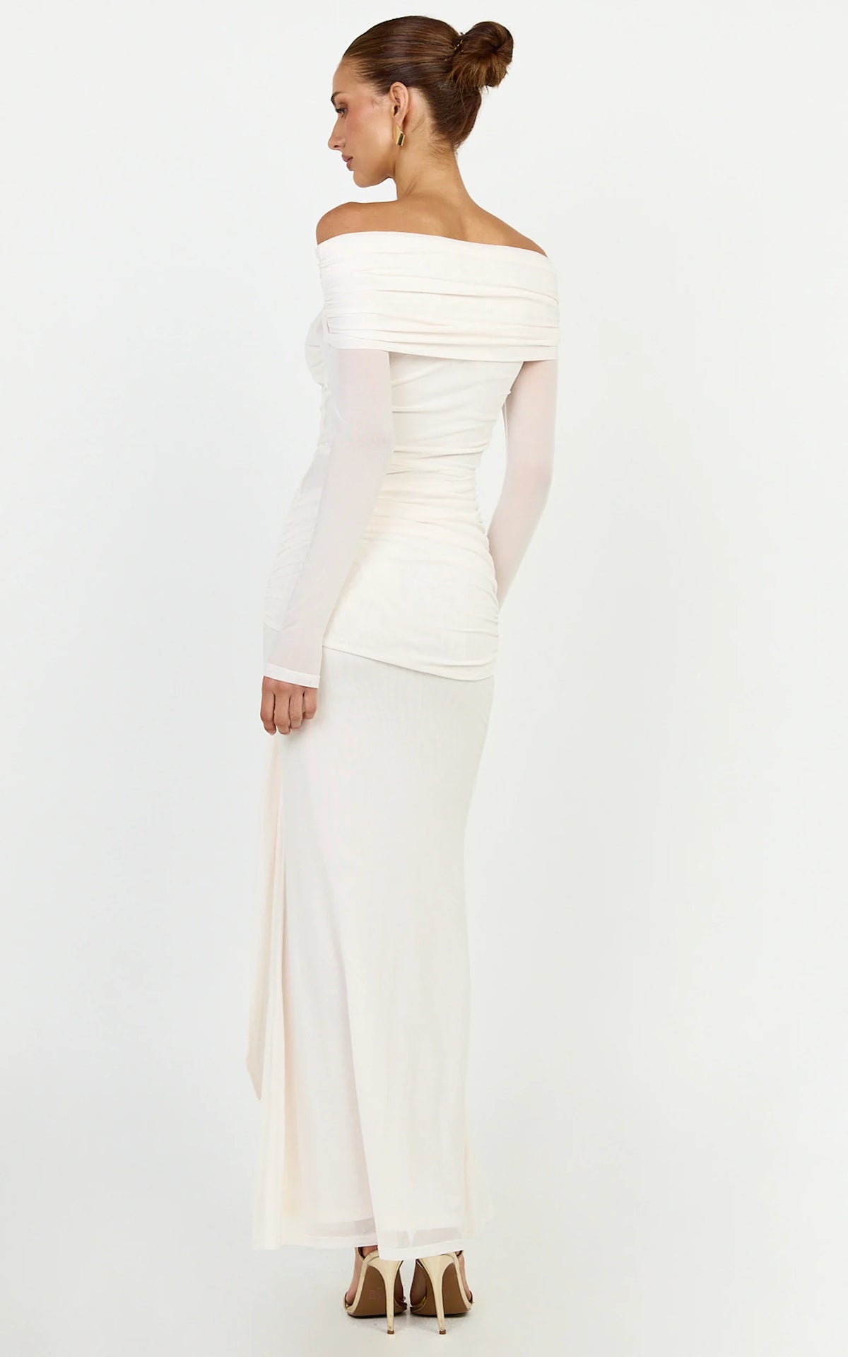 Waverly Maxi Dress - Long Sleeve Off Shoulder Dress in Cream