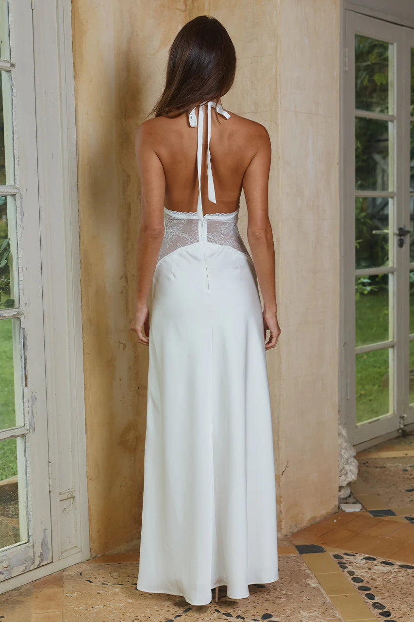 LILITH HALTER MAXI DRESS - PEARL