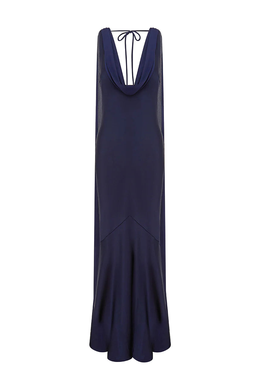 GABRIELLA COWL MAXI DRESS - NAVY