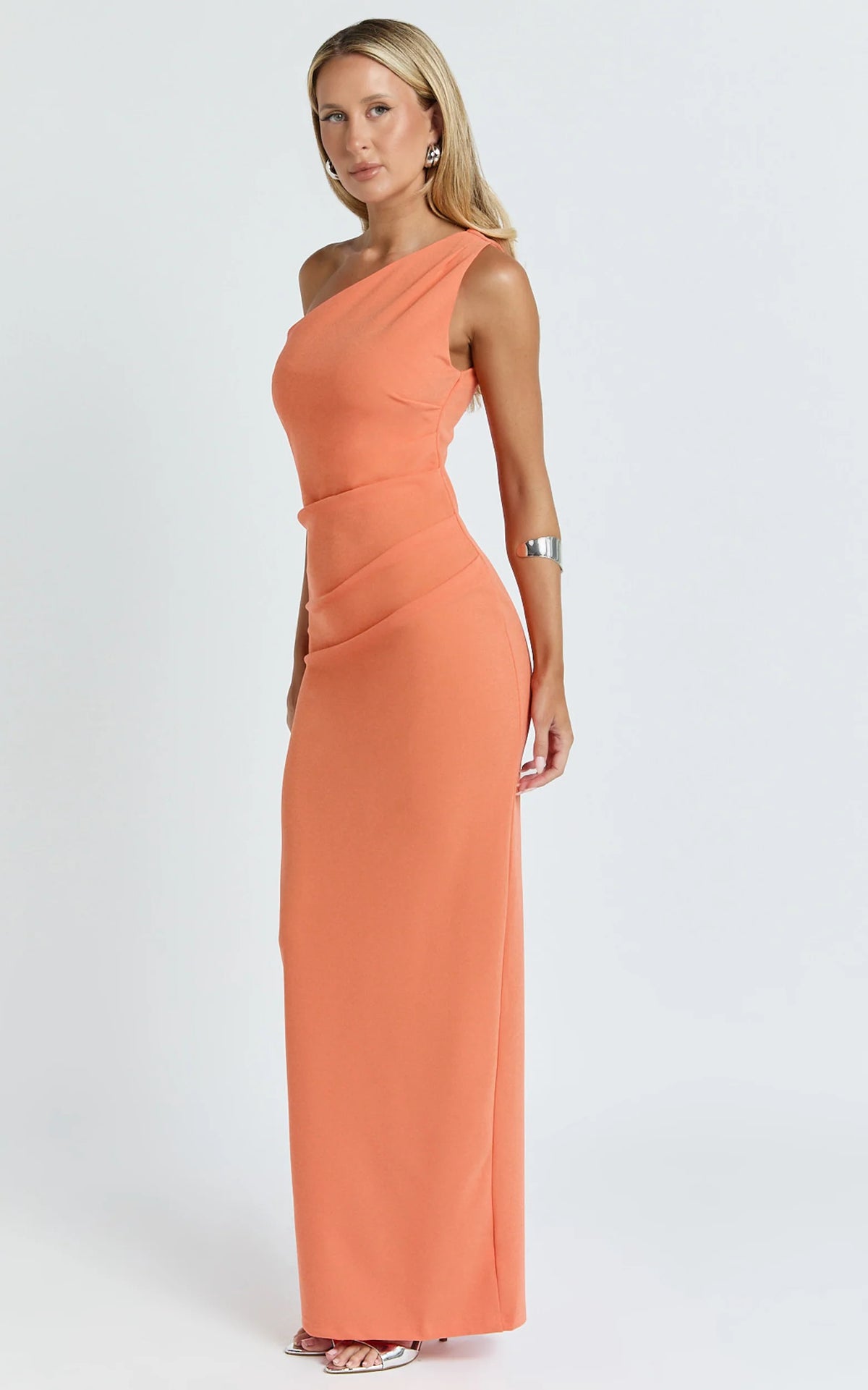 Criselda Maxi Dress - One Shoulder Maxi Dress in Orange