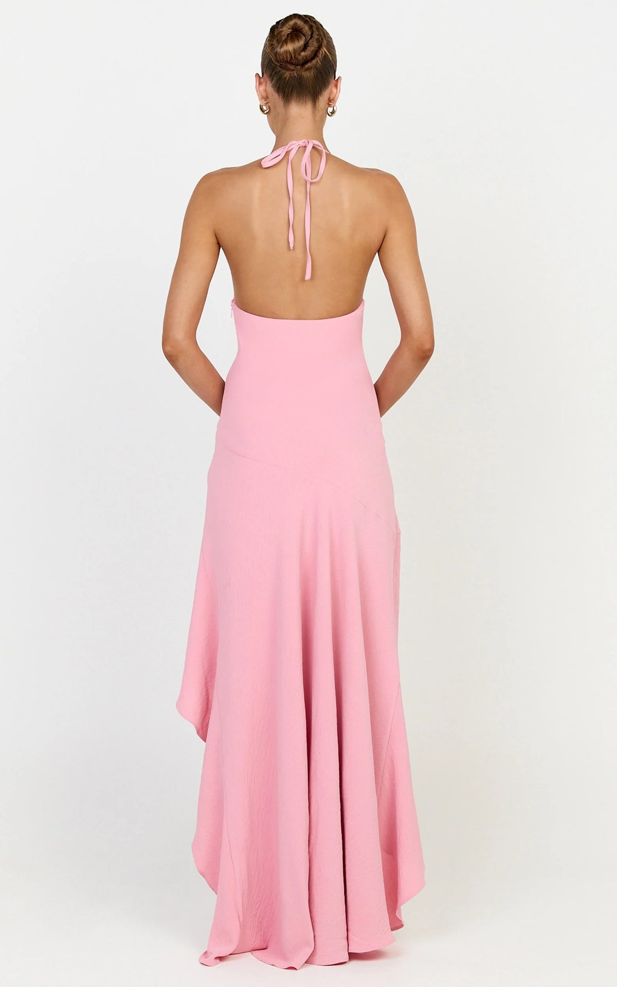 Sunny Maxi Dress - Cowl Neck Asymmetric Hem Dress in Pink