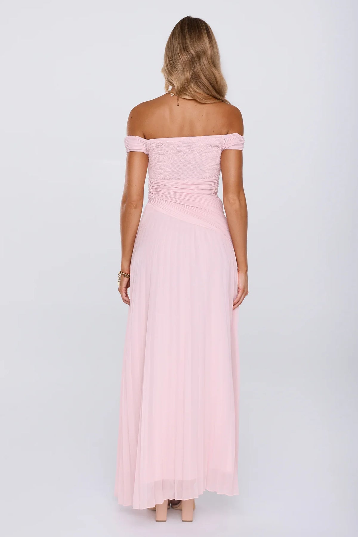 The Look Speaks Off Shoulder Maxi Dress Pink
