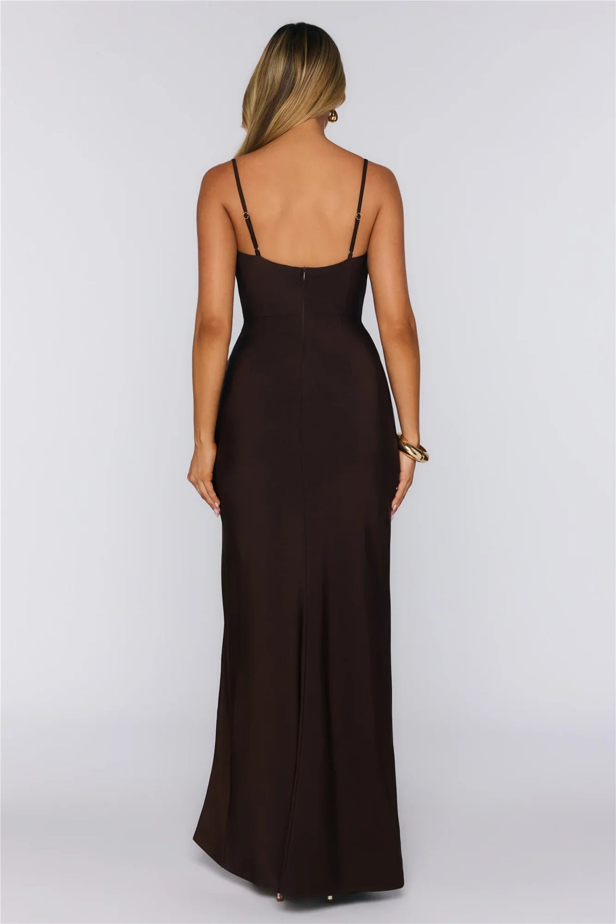 Trendsetter Luxe Satin Maxi Dress Chocolate