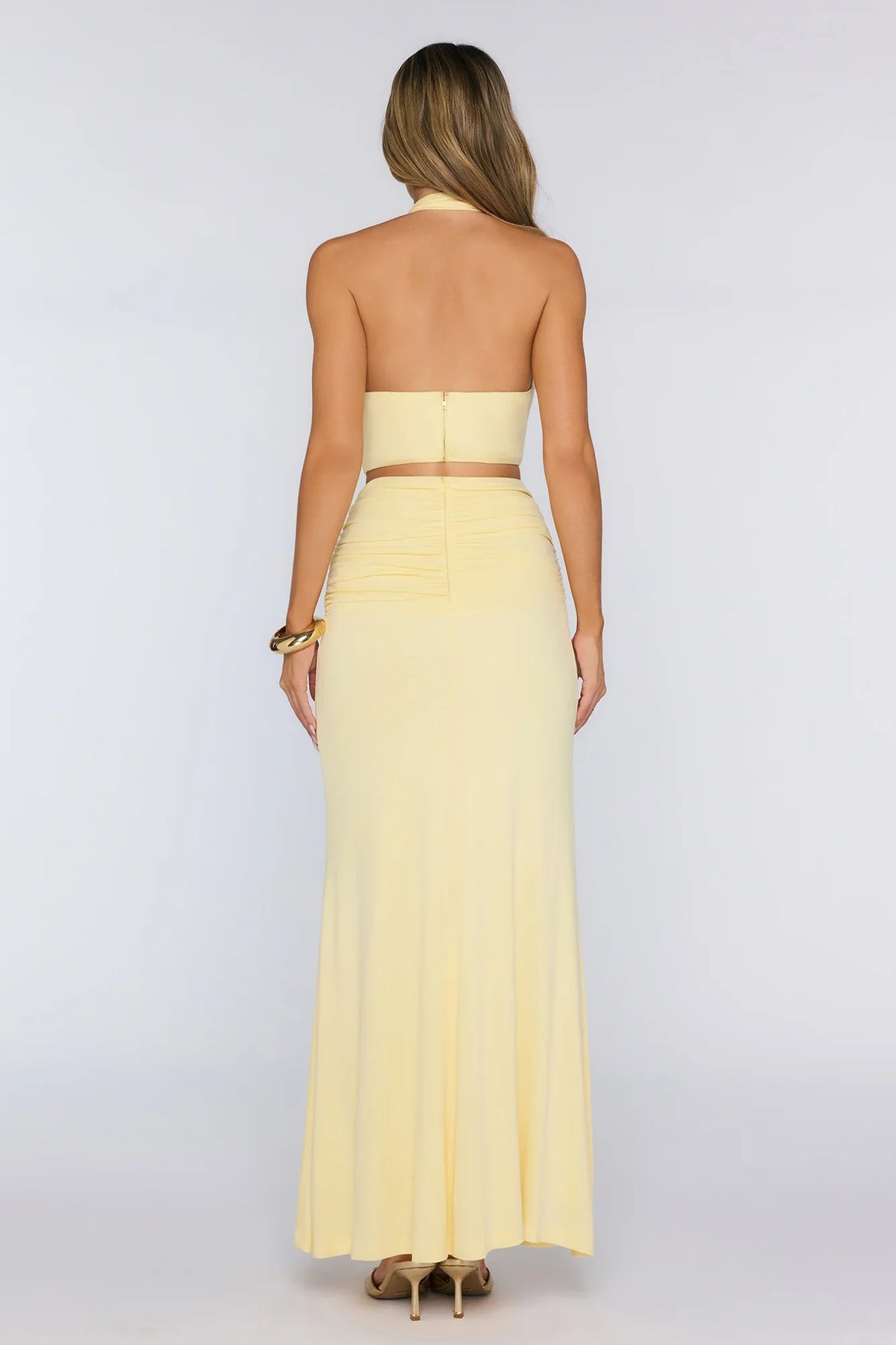 Social Calendar Halter Maxi Dress Yellow