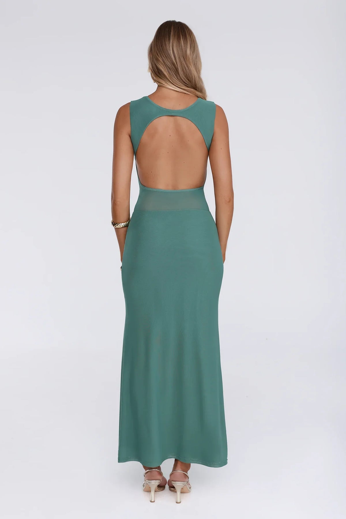 The New Standard Mesh Midi Dress Teal