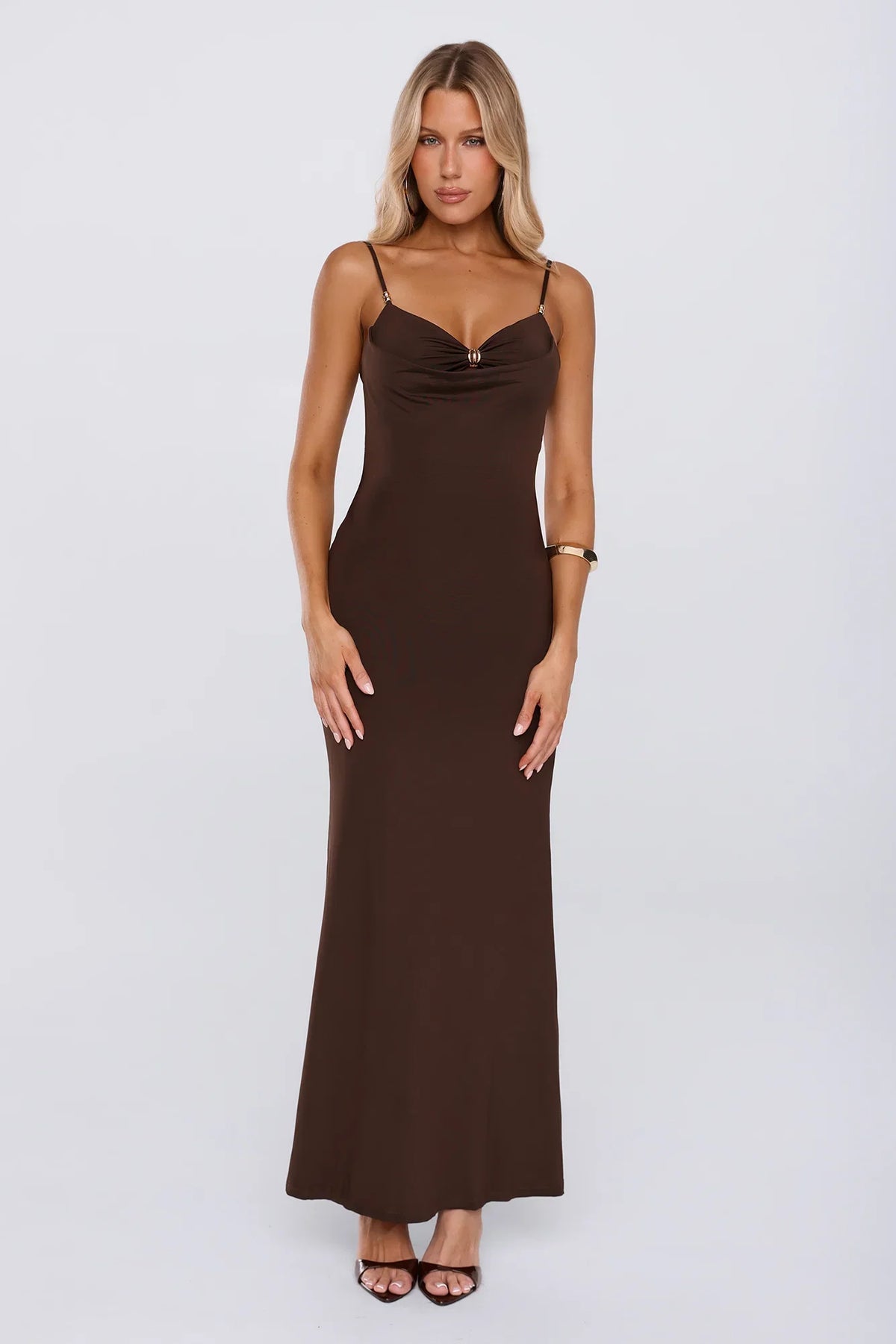 Pretty With A Point Maxi Dress Chocolate