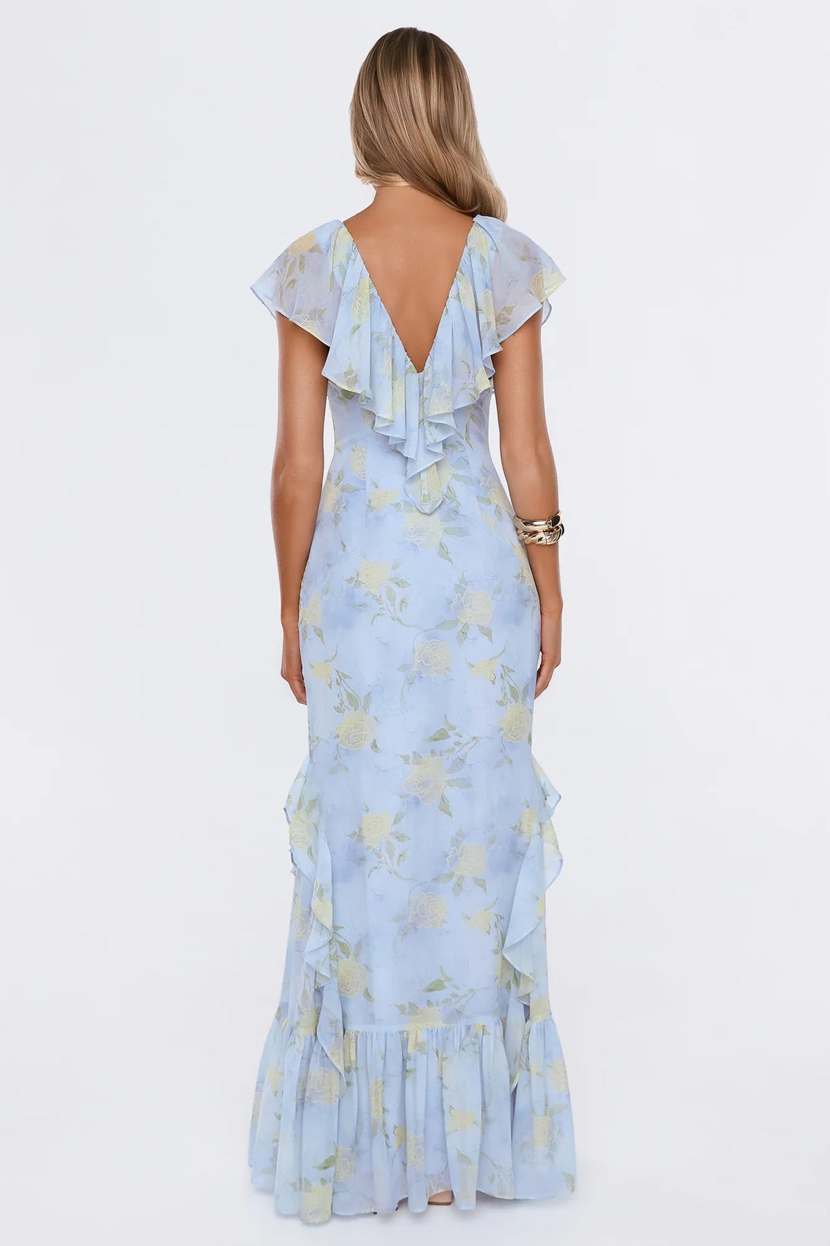Romantic Bloom Maxi Dress Blue