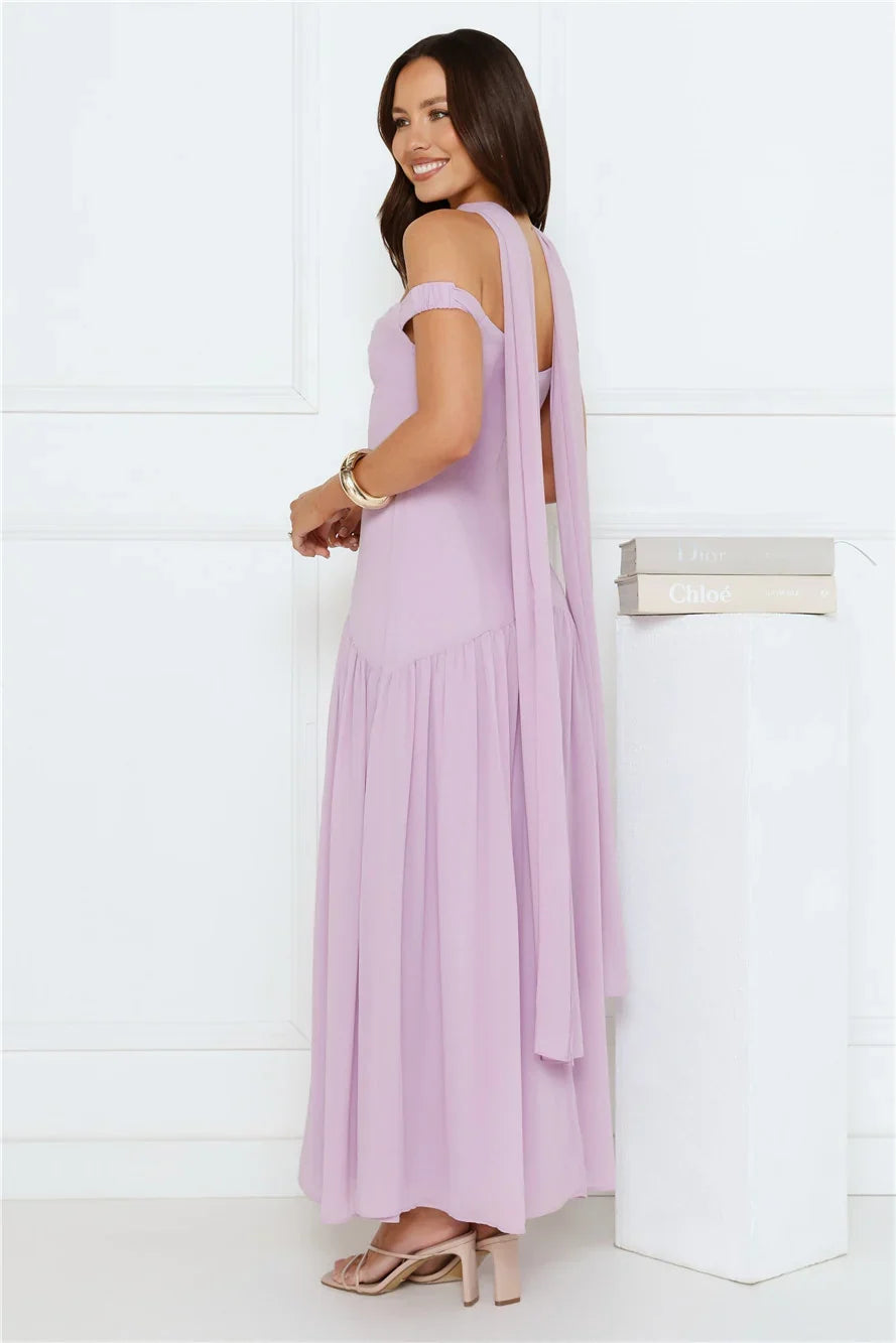 The Style Spotlight Off Shoulder Maxi Dress Lilac