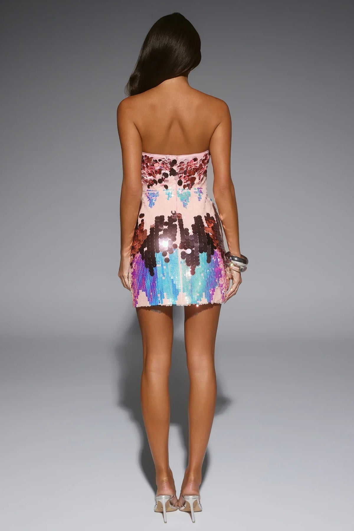 Shine On You Strapless Sequin Mini Dress Pink