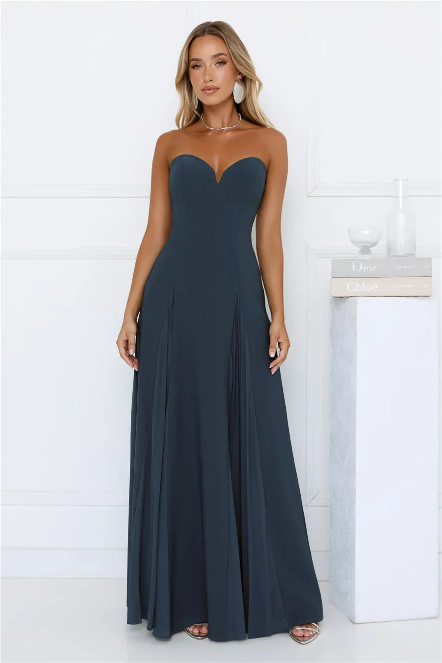 Mademoiselle Strapless Maxi Dress Teal