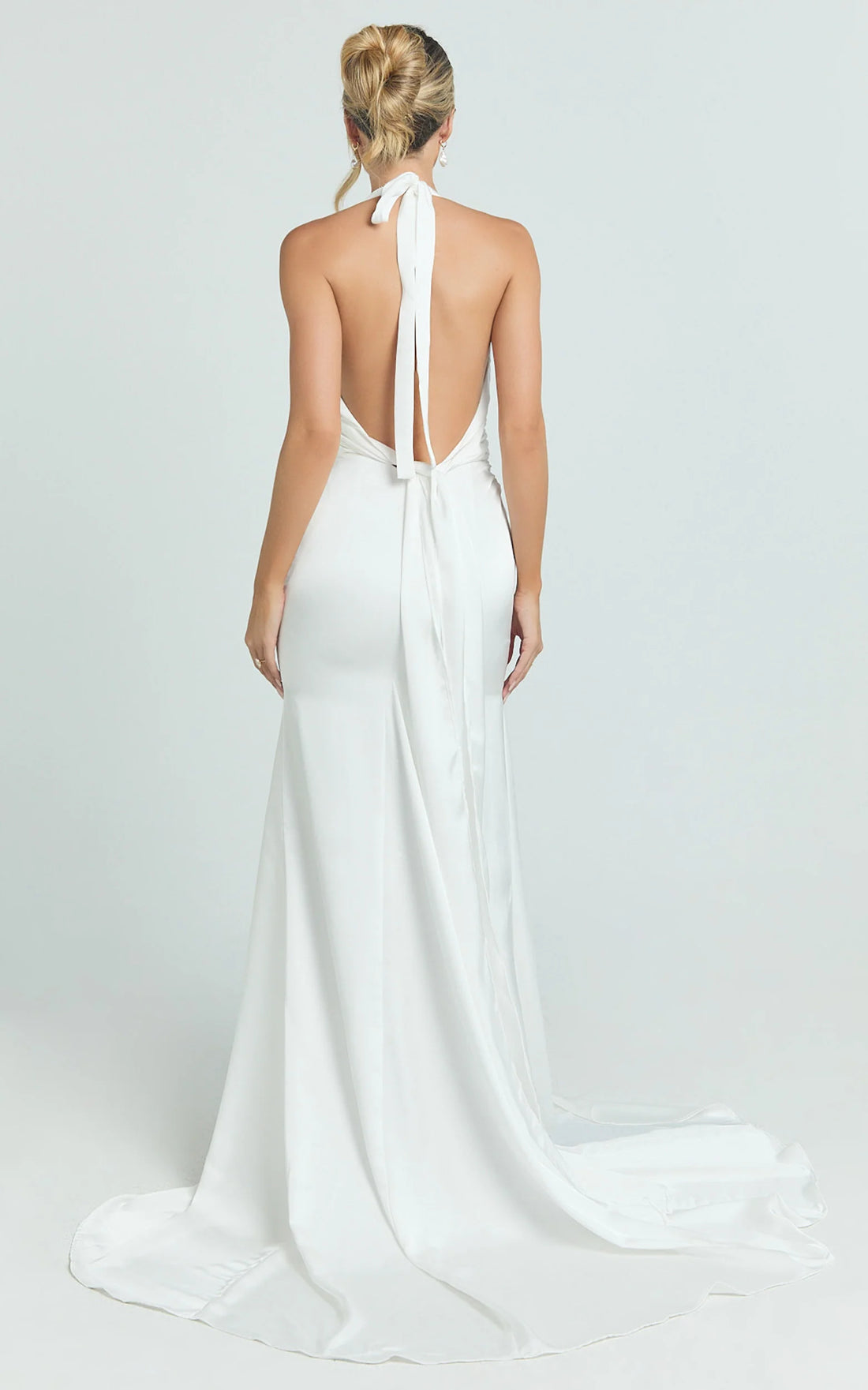 Frankie Maxi Dress - Satin Bias Cut Dress in Ivory