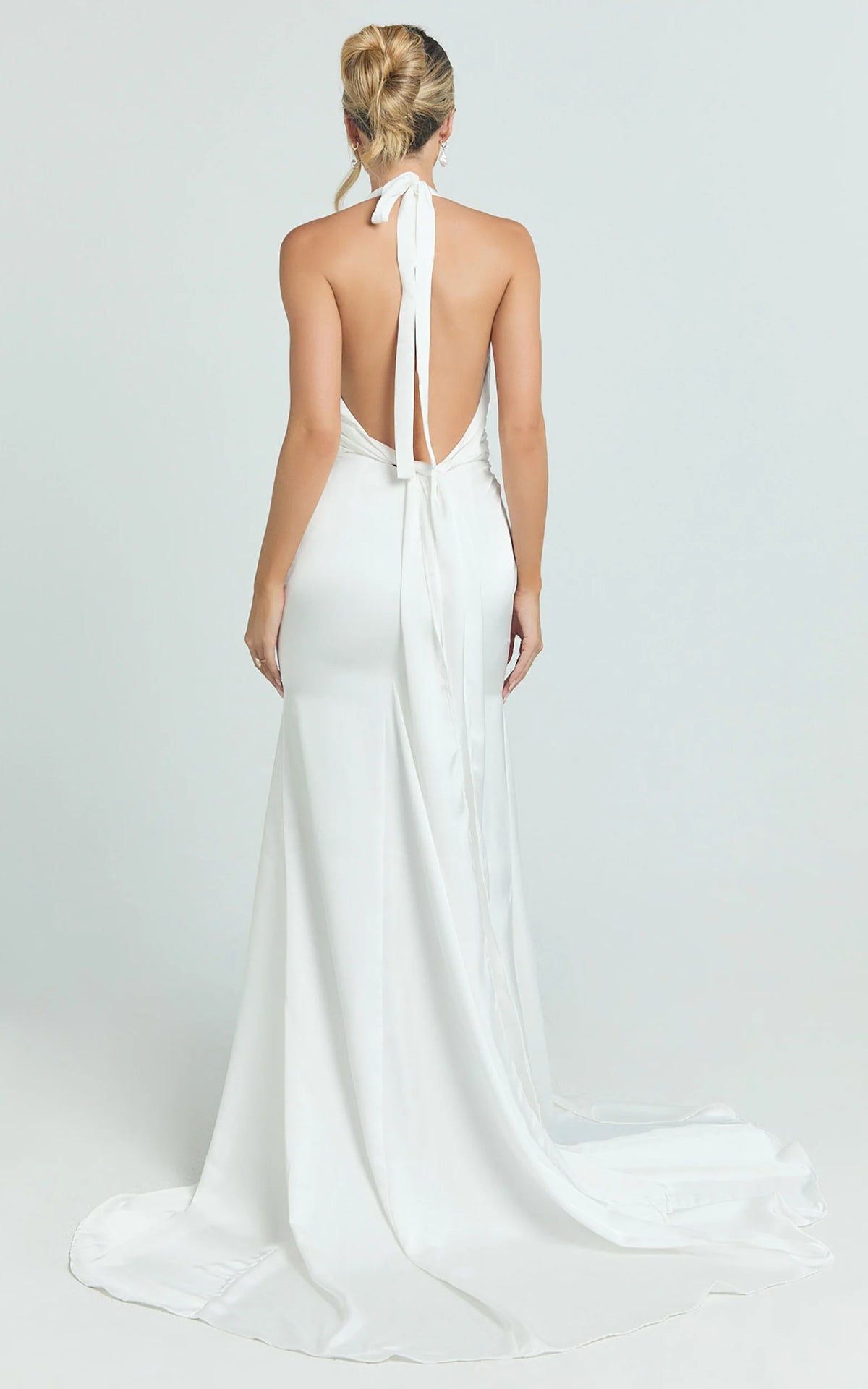 Frankie Maxi Dress - Satin Bias Cut Dress in Ivory