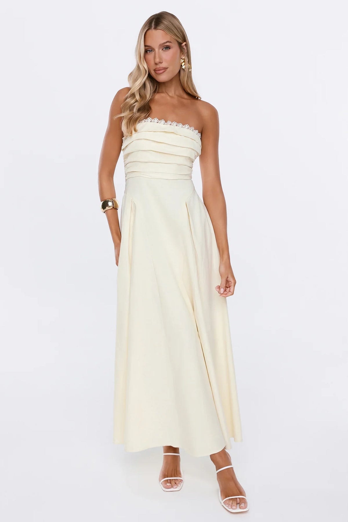 Lovely Affair Strapless Maxi Dress Yellow