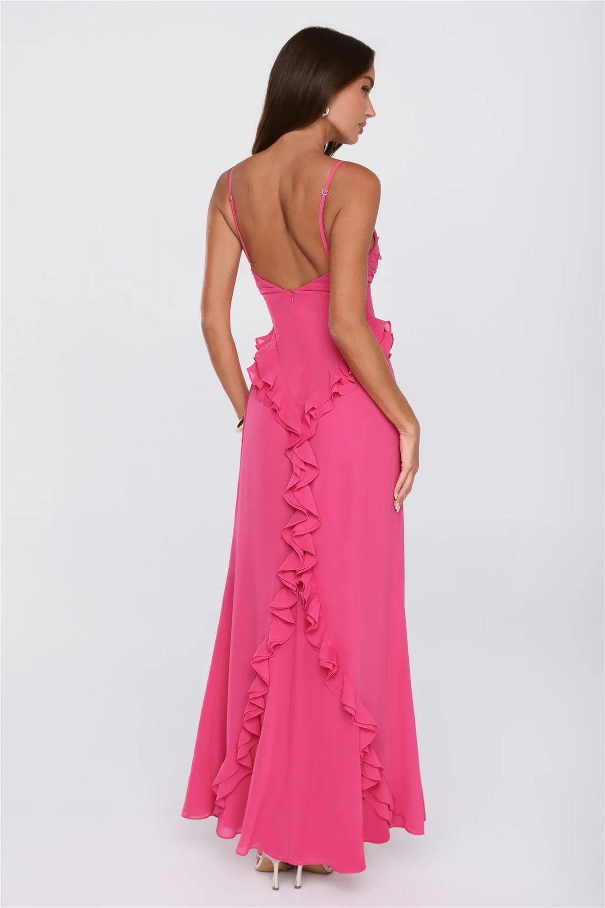 Balmy Nights Club Maxi Dress Hot Pink