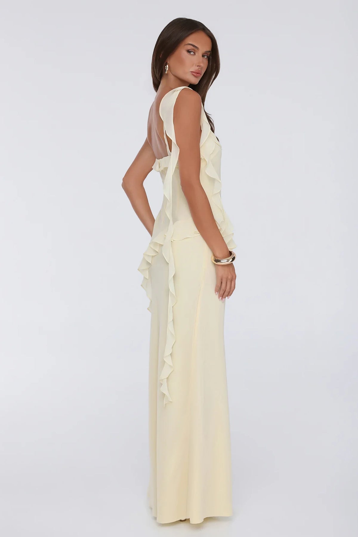 Fluttering Petals Maxi Dress Yellow