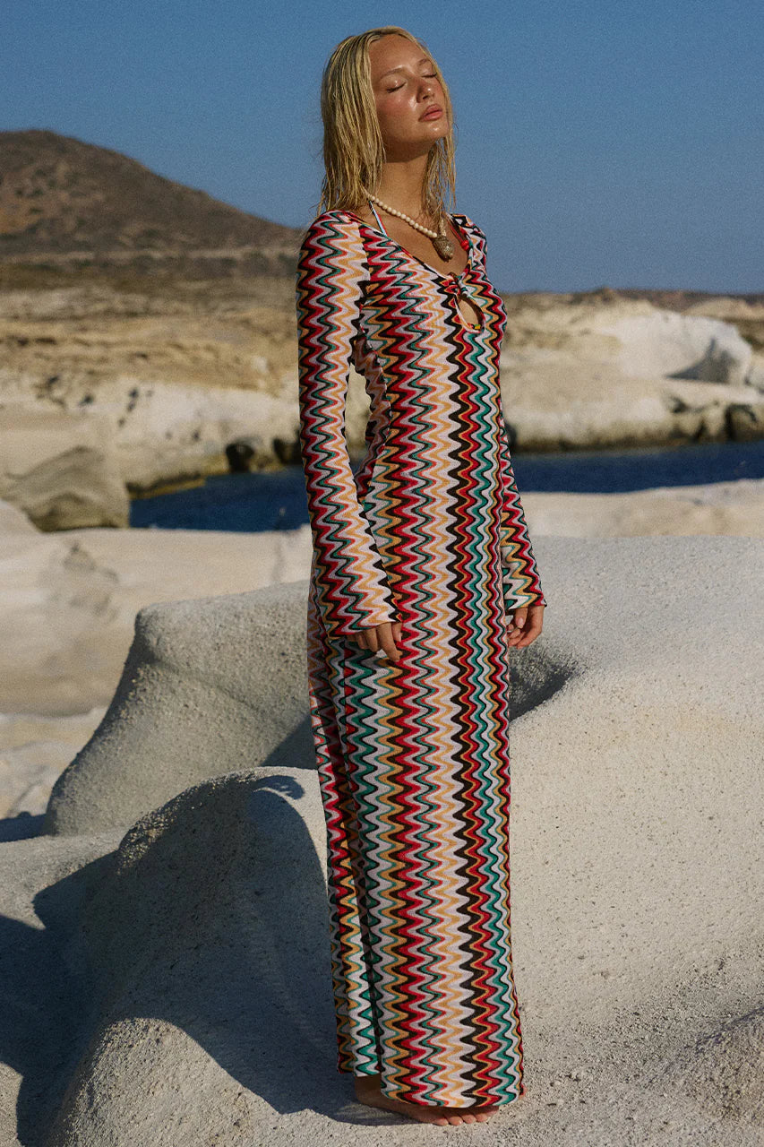 EMERIE SCOOP NECK MAXI DRESS - XYLA WAVE