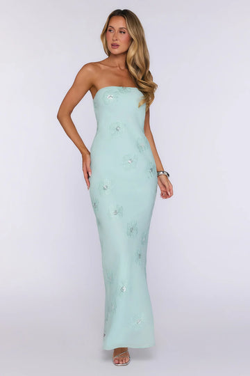Enchanted Florals Strapless Maxi Dress Sage