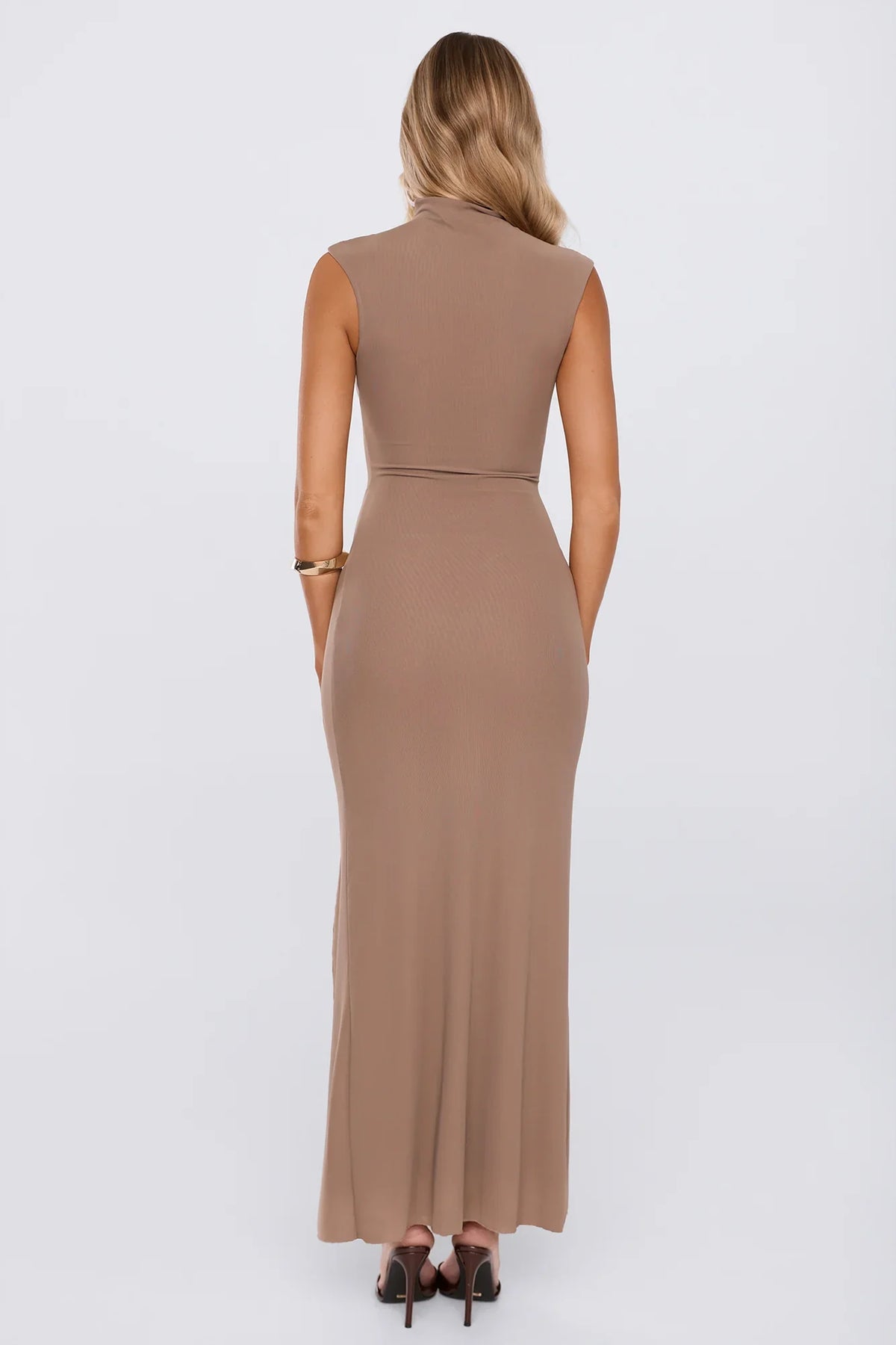Plus One Mesh Maxi Dress Brown