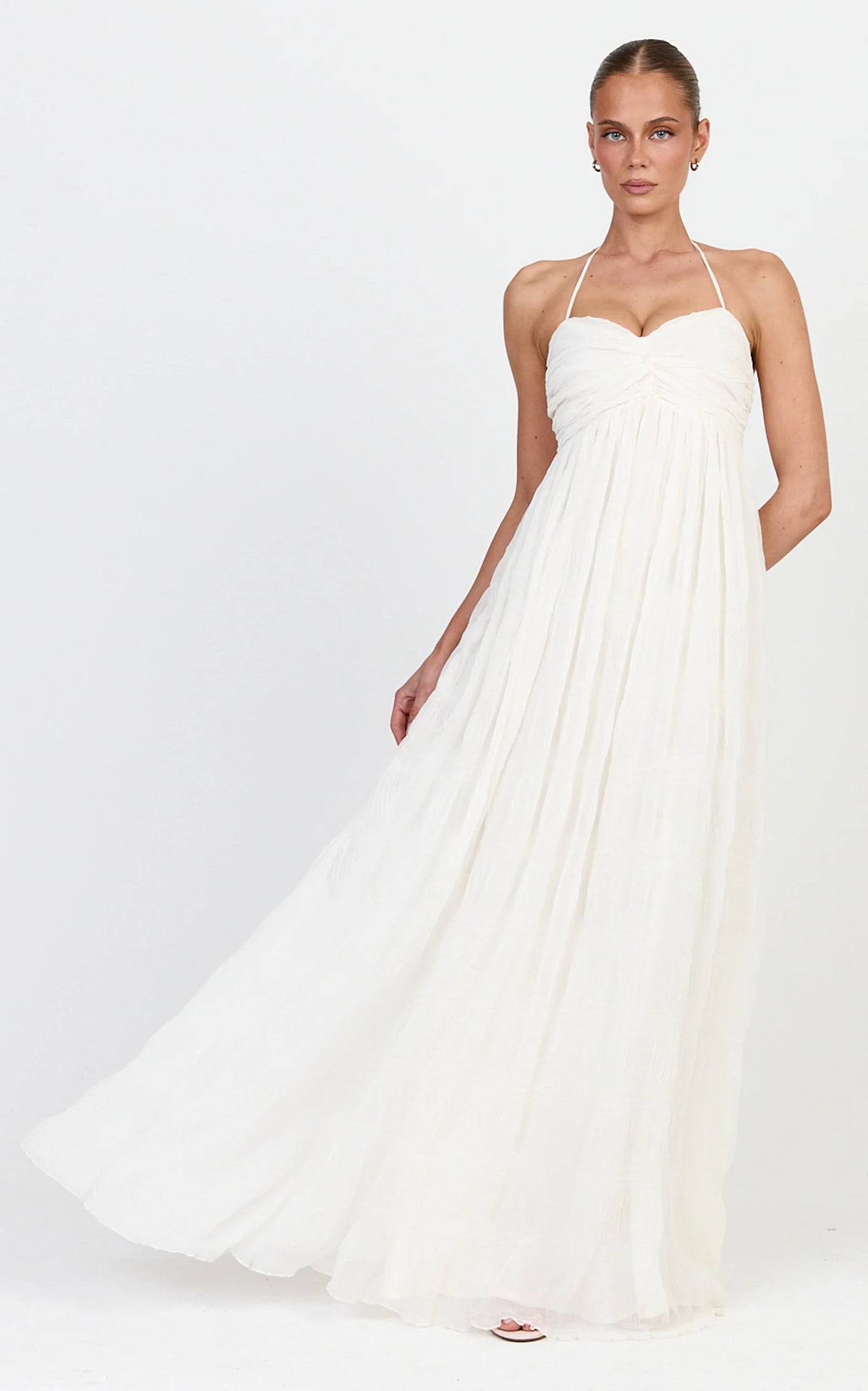 Lani Maxi Dress - Lace Back Shirred Maxi Dress in Cream