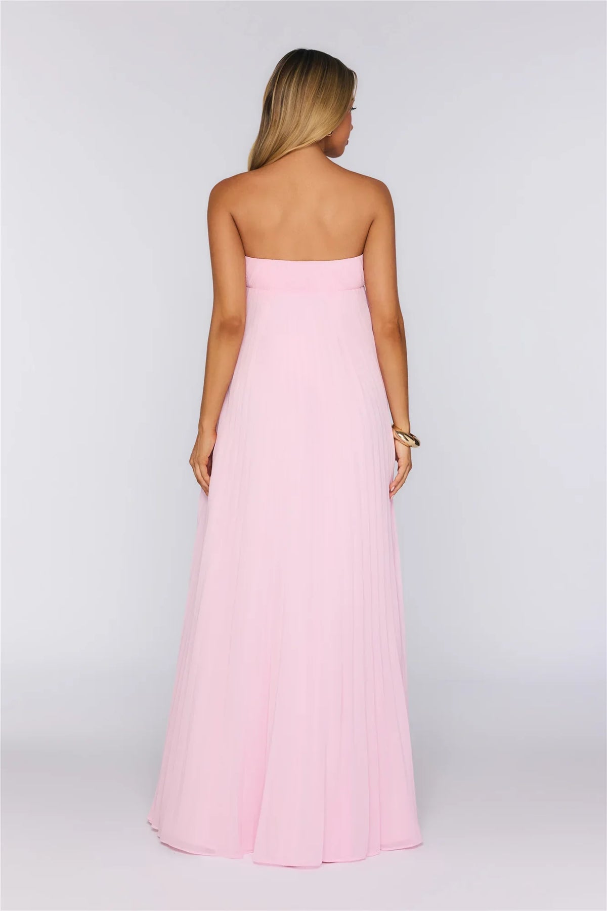 Dreamcatcher Edit Strapless Pleated Maxi Dress Pink