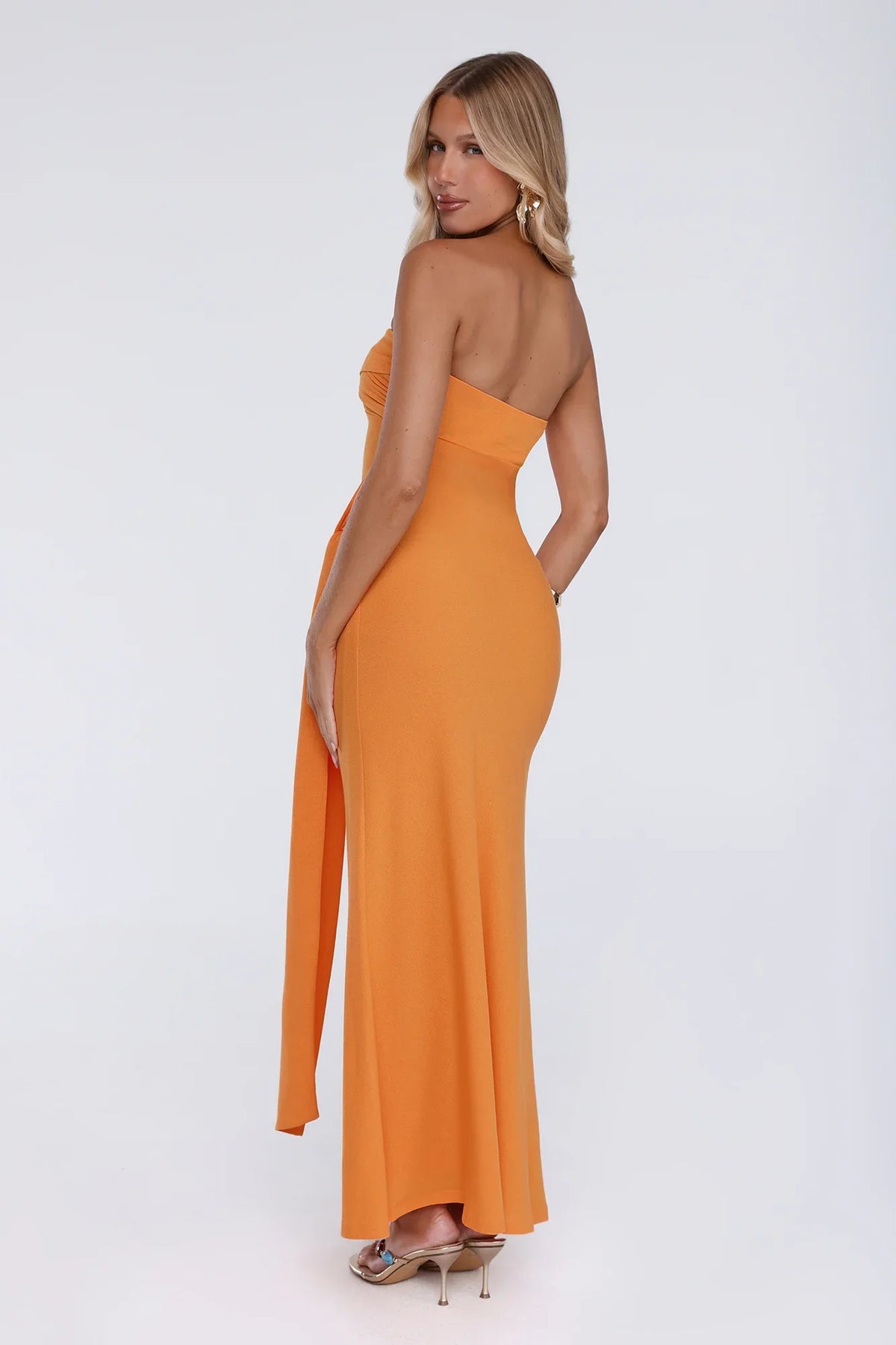 Starlit Rush Strapless Maxi Dress Orange