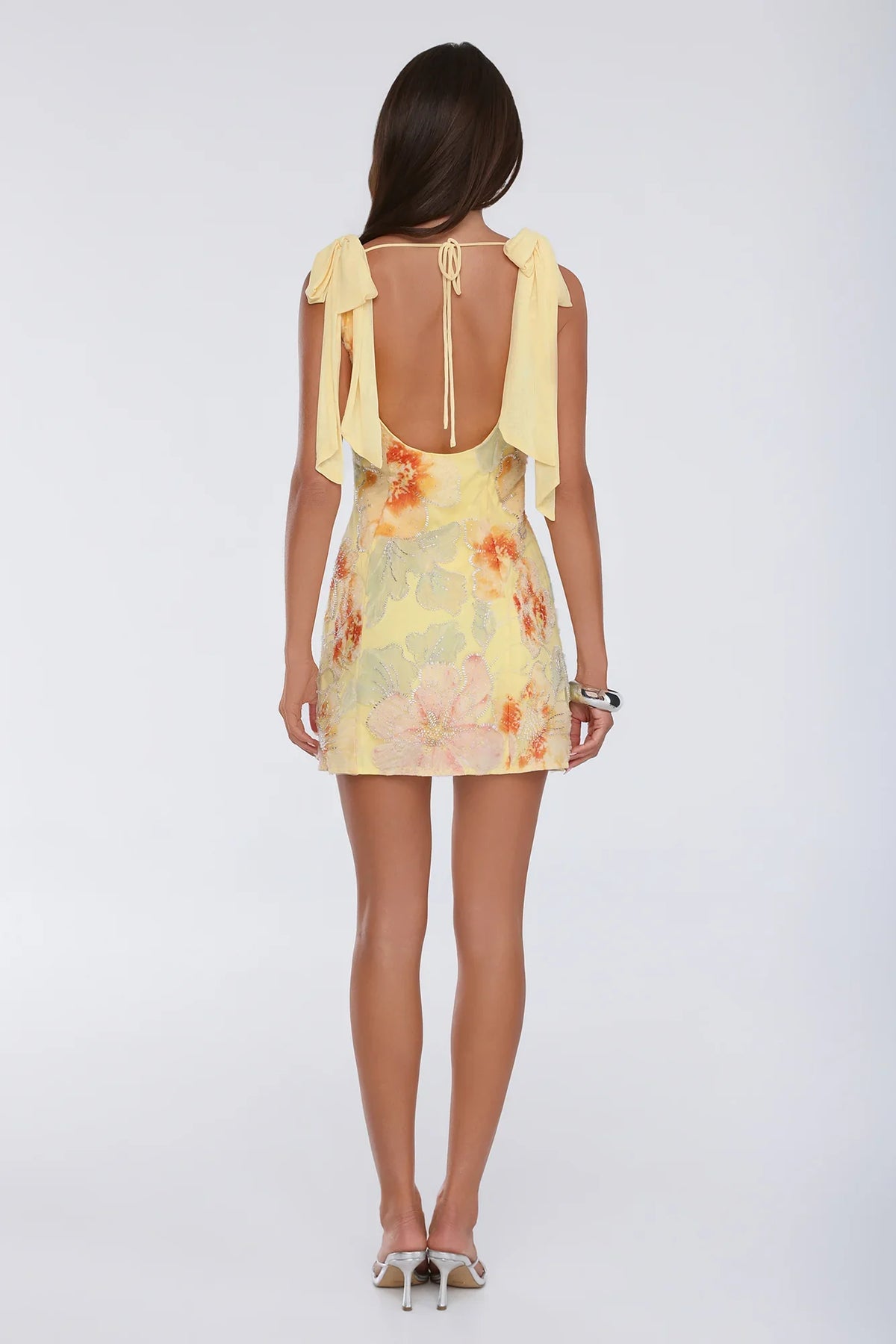 The Night Routine Embellished Mini Dress Yellow