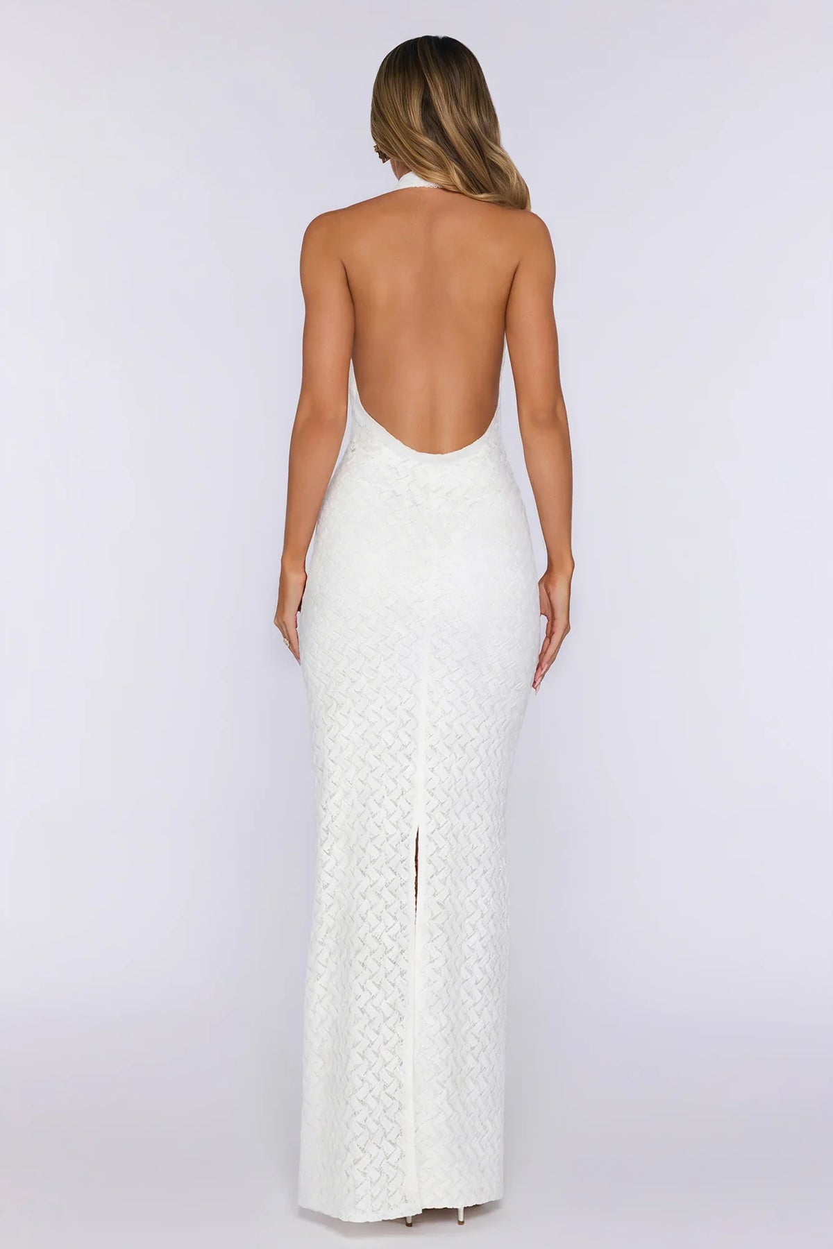 Flirty Daydream Halter Knit Maxi Dress White