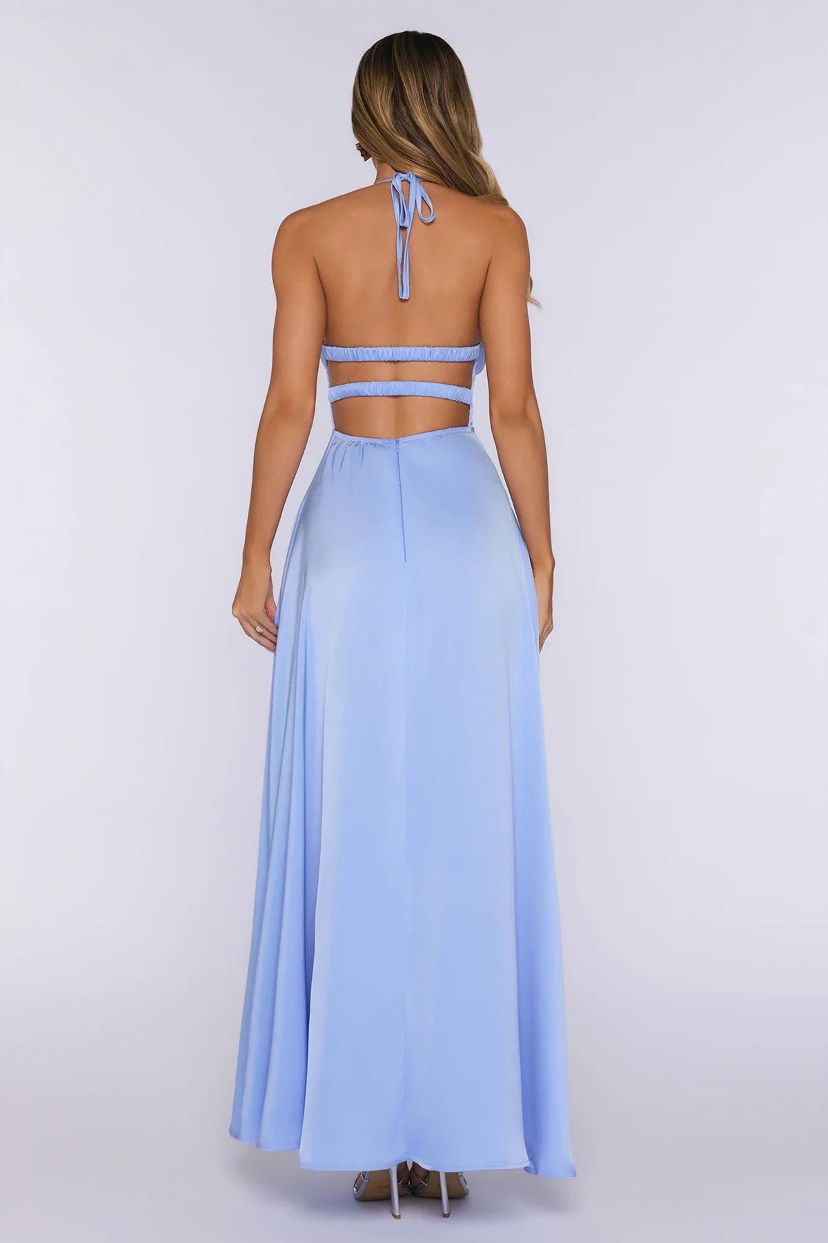 New Romance Halter Maxi Dress Light Blue