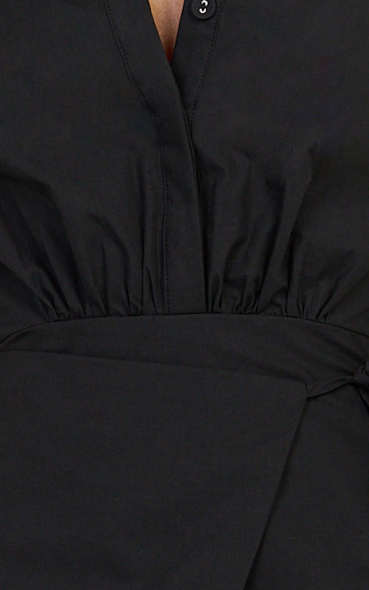 Heath Mini Dress - Collared Button Up Shirt Dress in Black